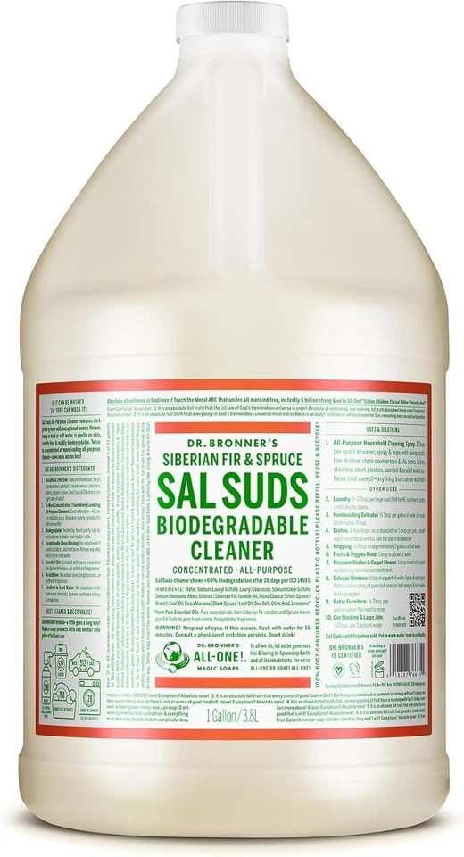 Dr. Bronner’s Sal Suds Concentrated Cleaner Siberian Fir Spruce 1 Gallon 128oz