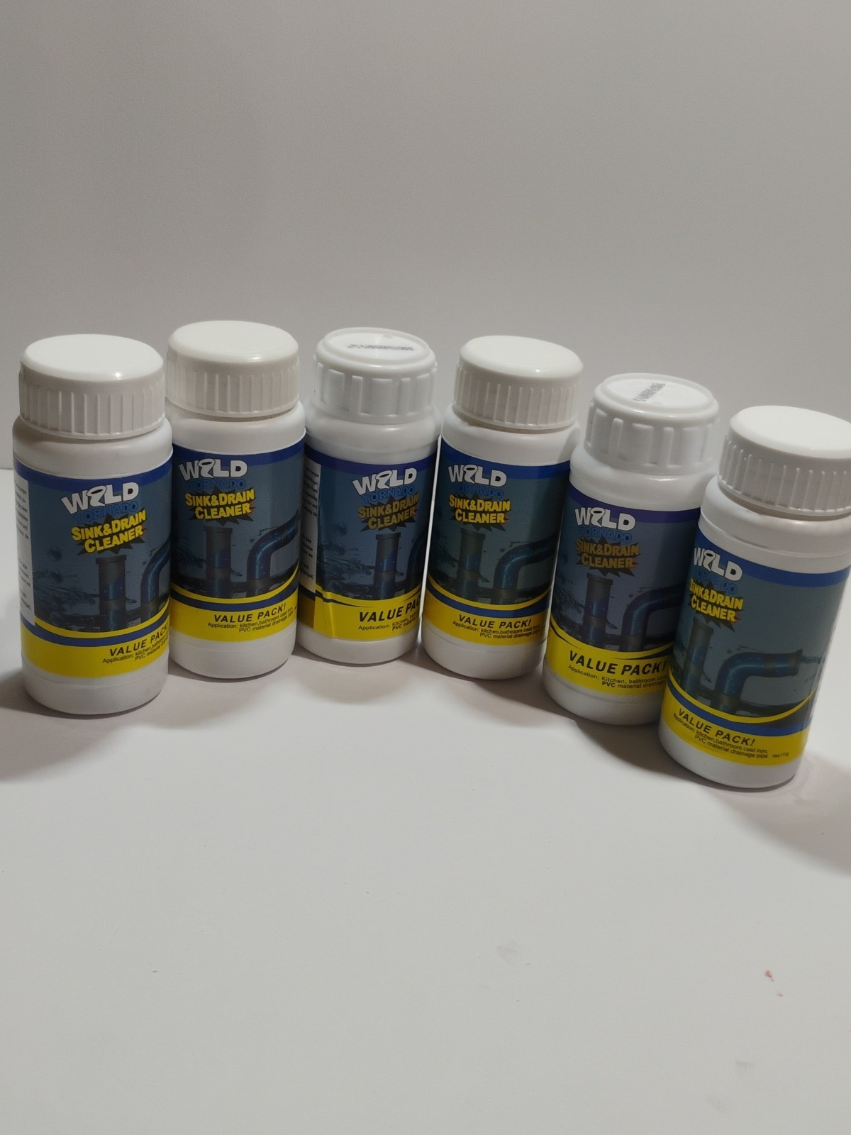 6PK Wild Tornado Powerful Drain Cleaner High Efficiency Clog Hair Soap Scum