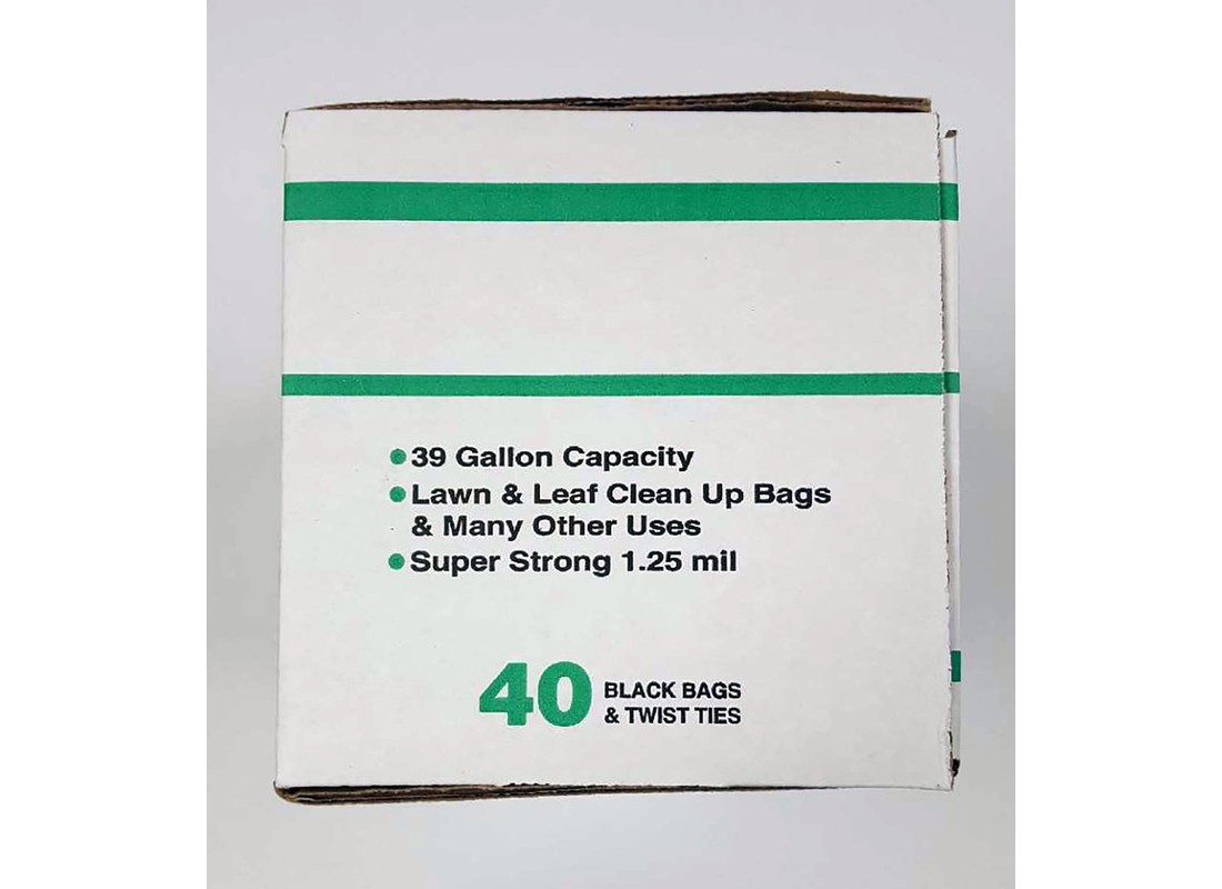 Lawn and Leaf Bags 39 gal Twist Ties 40 pk 1.25 mil Black