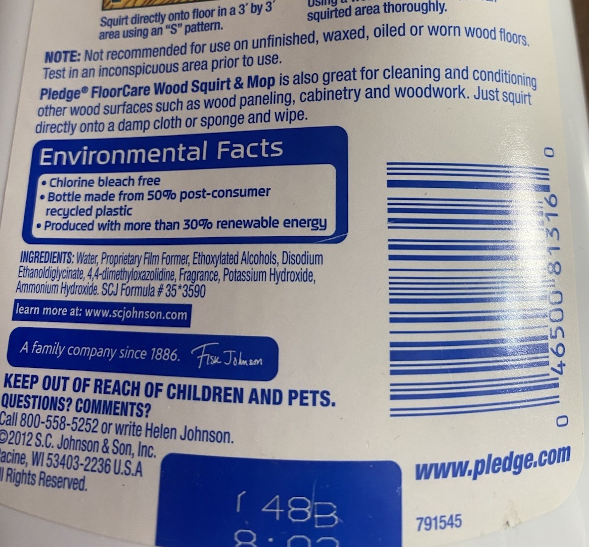 Pledge Floor Care WOOD Squirt & Mop Clean Shine 27oz Citrus Scent DISCONTINUED