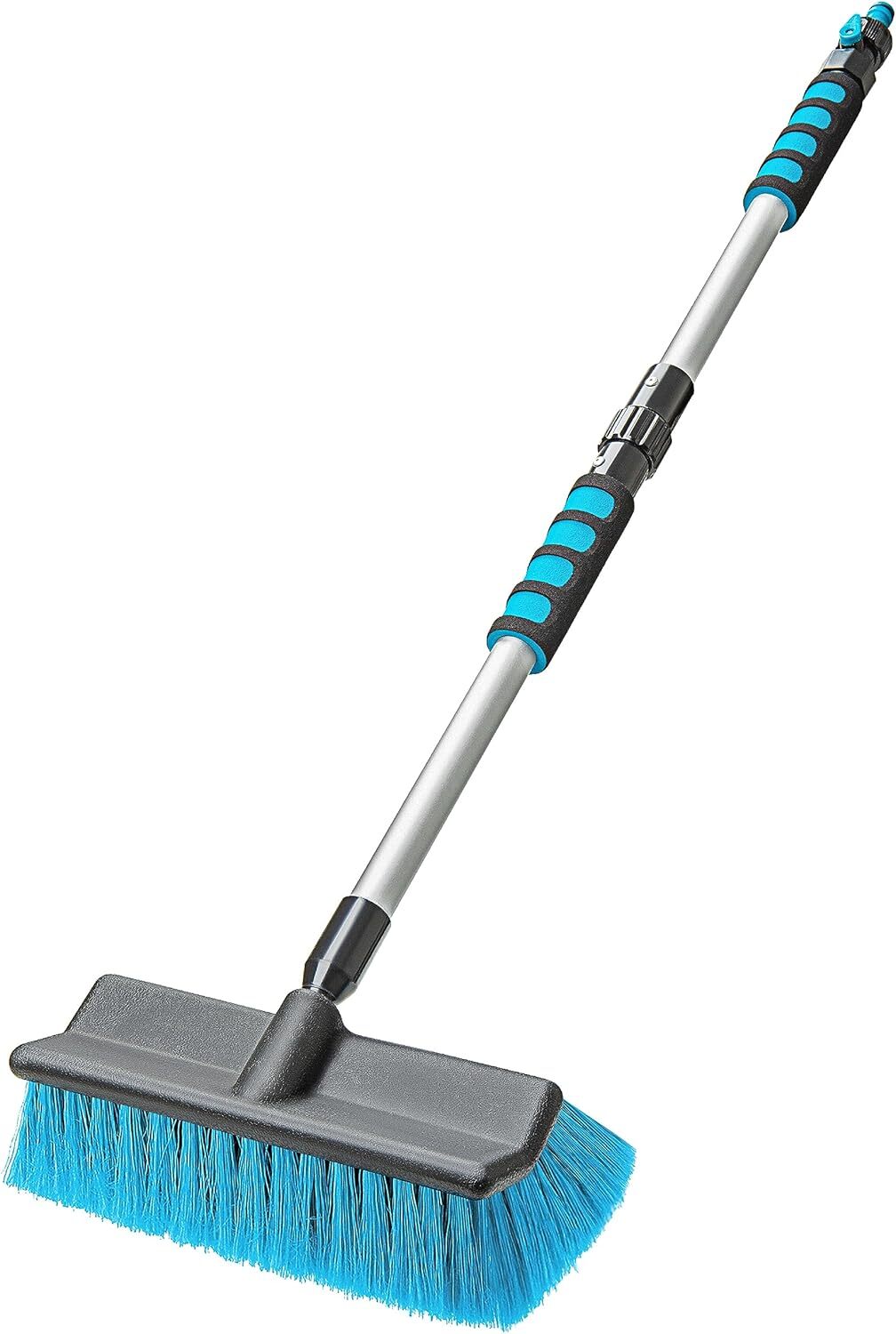 Car Wash Brush With 50” Long Handle Car Cleaning Brush With Hose Attachment Car