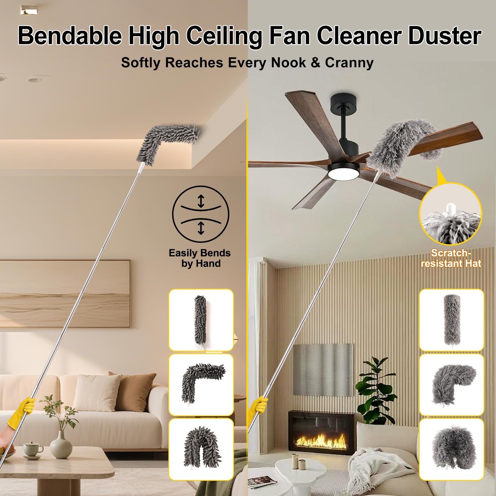 Tiumso Microfiber Feather Duster 5in1 Kit, Dusters for Cleaning, Duster with …