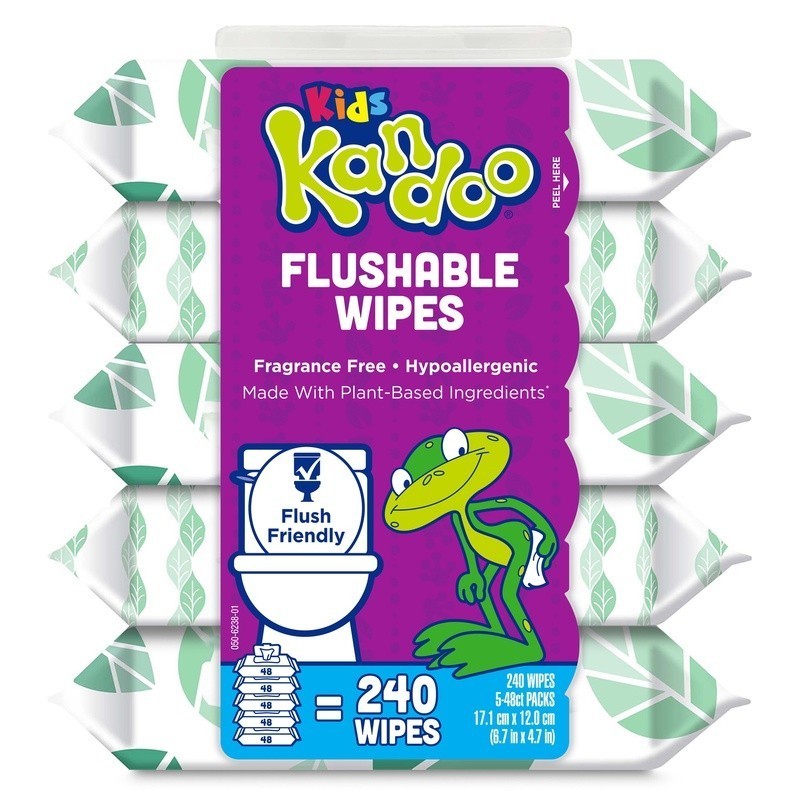 Hypoallergenic Flushable Wipes Kids Travel Case Potty Training Gentle Cleansing