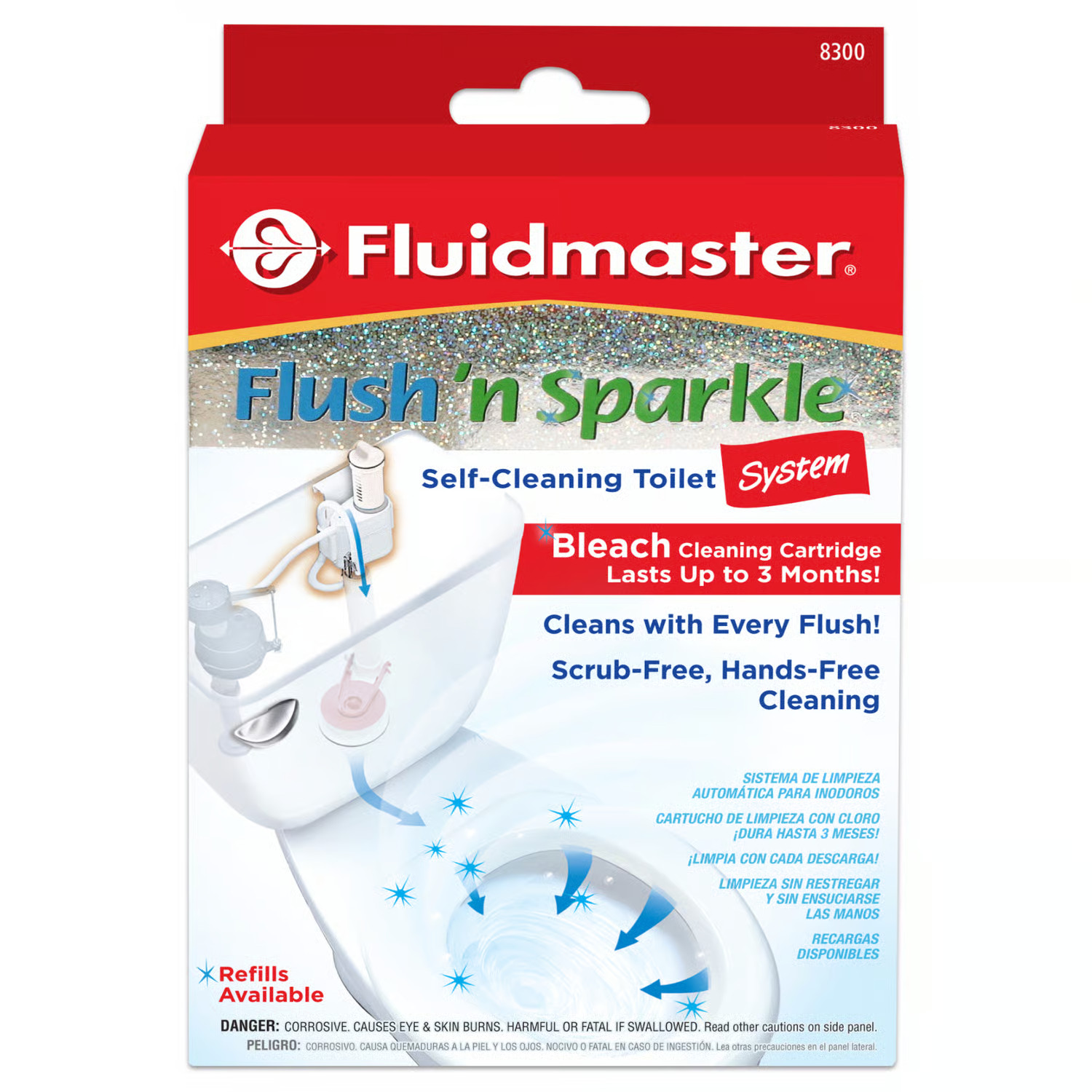Fluidmaster 8300P8 Flush ‘n Sparkle Automatic Bleach Toilet Bowl Cleaning System