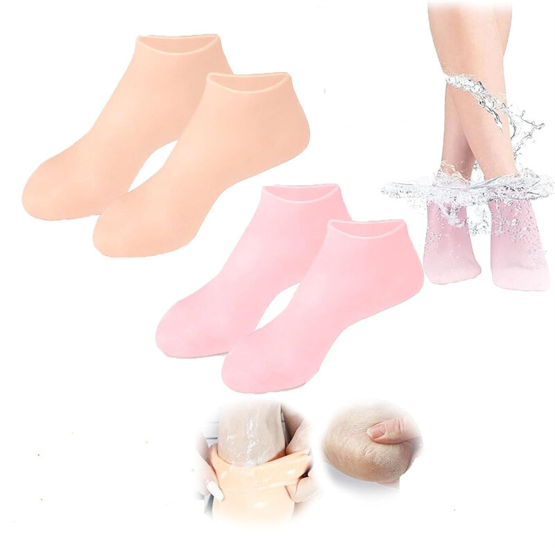 2 Pair Full Length Silicone Gel Moisturizing Socks Foot Care Protector Free Ship