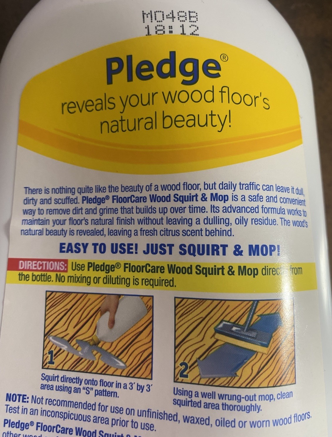 Pledge Floor Care WOOD Squirt & Mop Clean Shine 27oz Citrus Scent DISCONTINUED