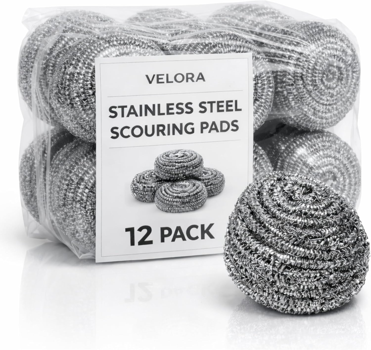 Stainless Steel Cleaner Scouring Pads [12 Pack] – Industrial & Commercial Streng