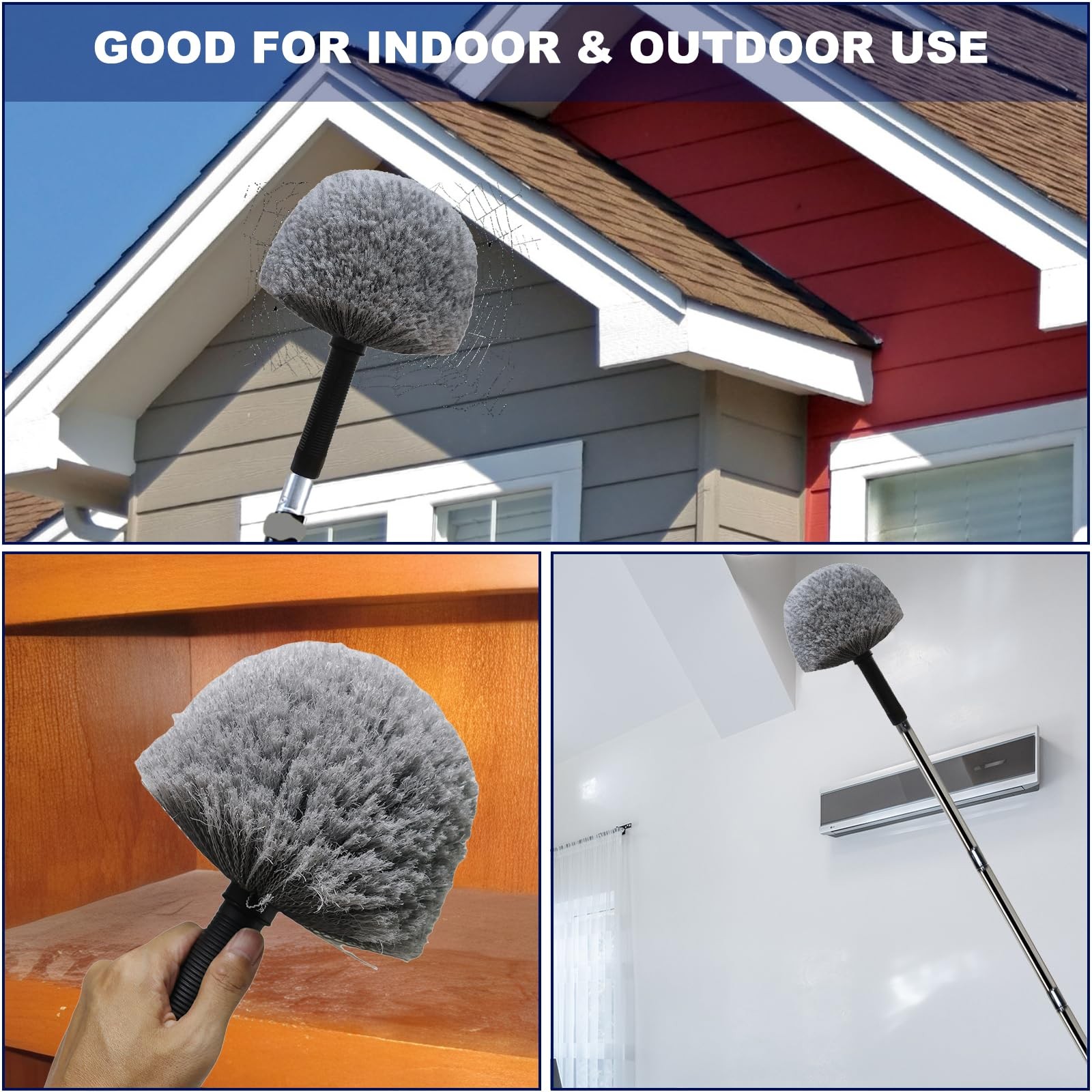 2 Pack Robust Cobweb Duster Head Brush – Superior Twist-On Web Cleaning Tool