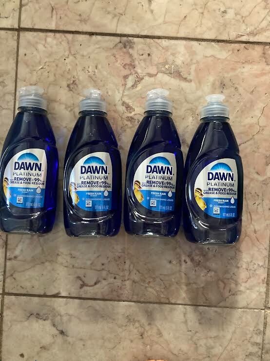 New 4 X 6 FL oz Dawn Platinum Fresh Rain Scent Dishwashing Liquid