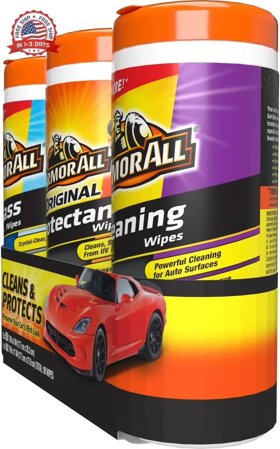 Armor All Car Interior Value Pack, 90 Count, Includes Auto Glass Cleaner, Cleani