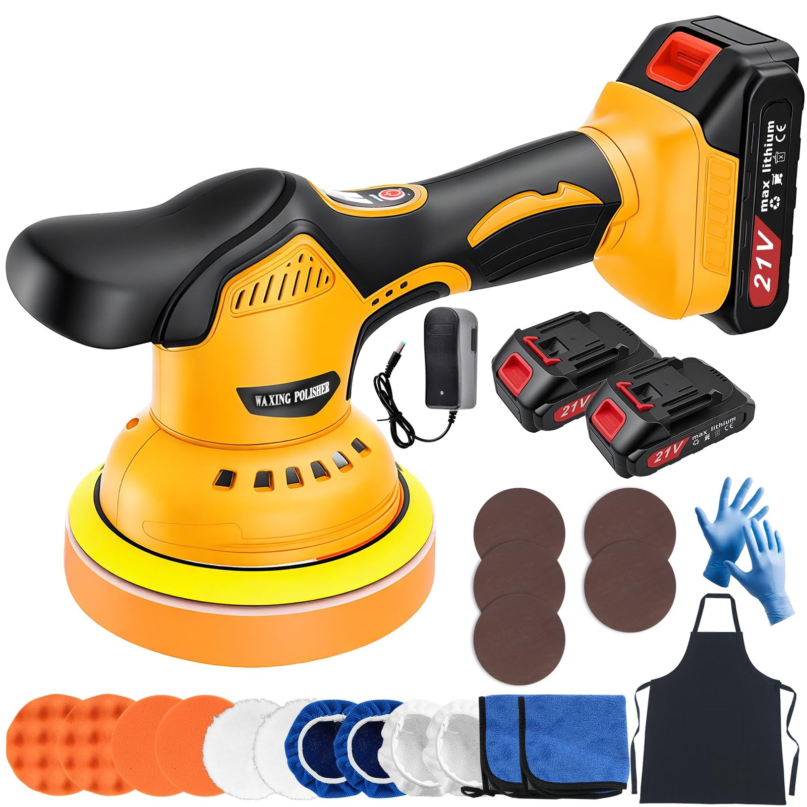 Cordless Car Buffer Polisher, 6 Inch Orbital Polisher Kit with 2x21V Batterie…