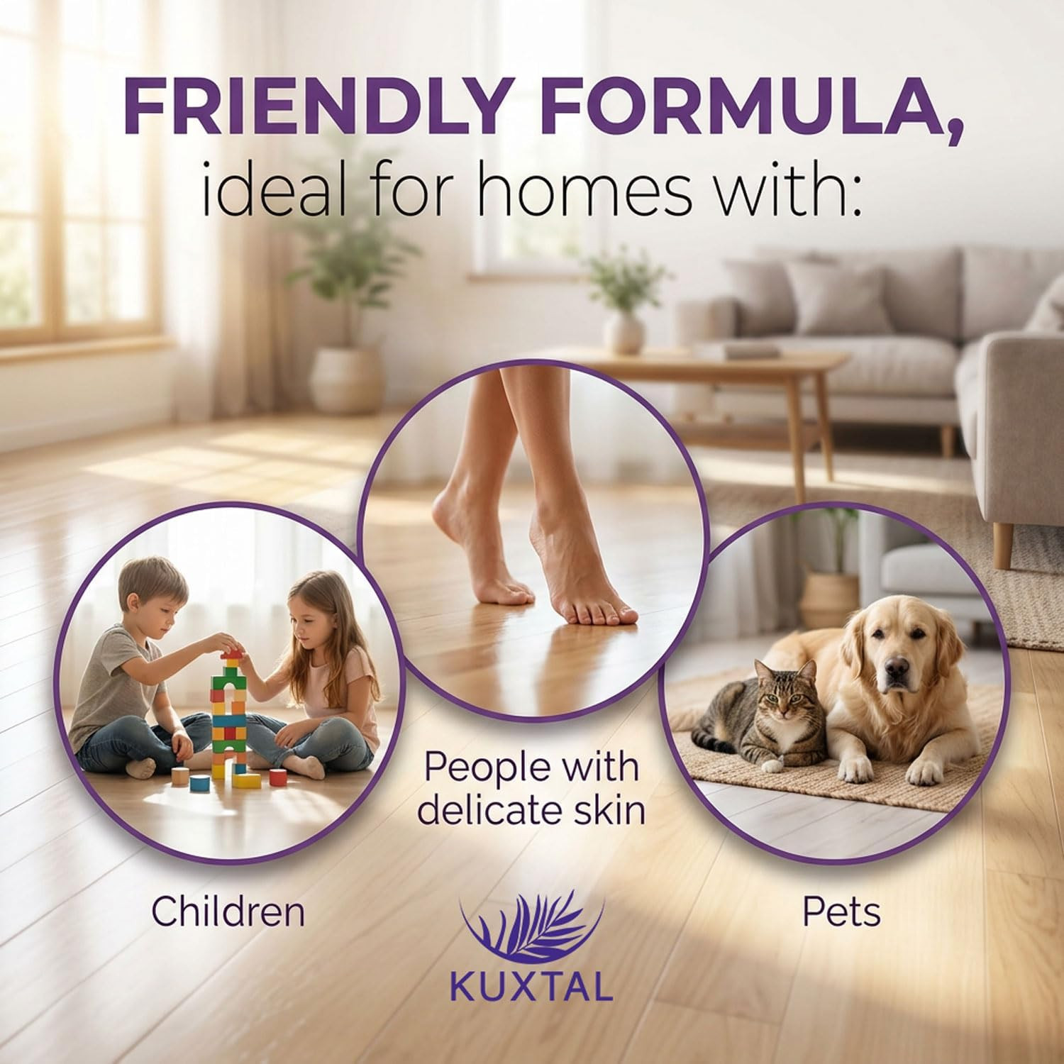 KUXTAL Natural Floor Cleaner, Pet Safe, Multi Surface Floor Cleaner, Biodegradab