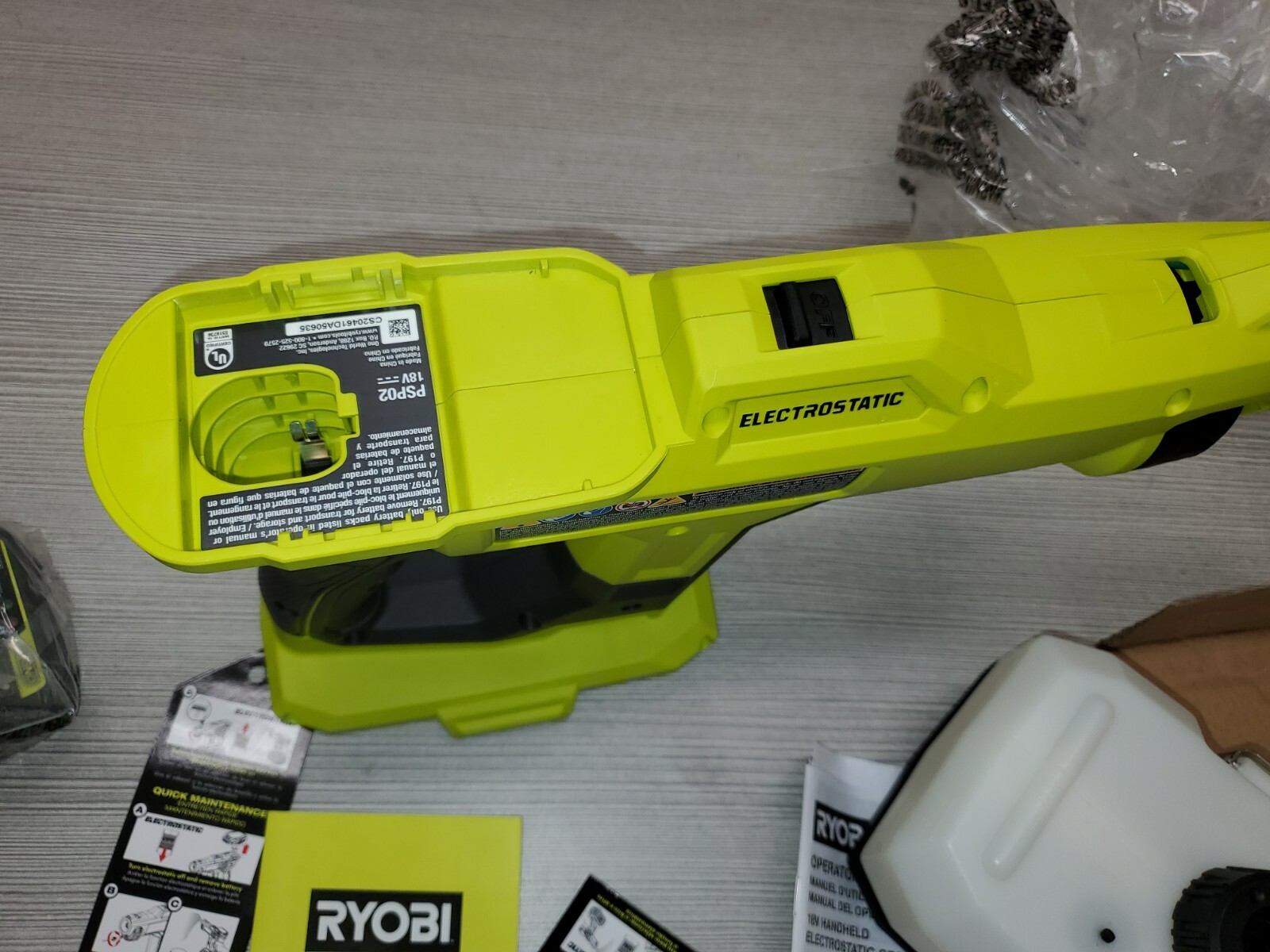 RYOBI ONE+ 18V Cordless Handheld Electrostatic Sprayer Kit with (1) 2.0 Ah Batte