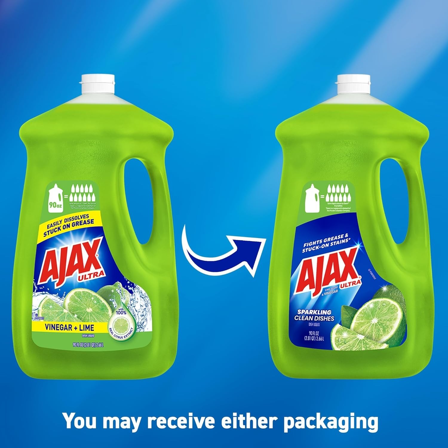 Dish Soap, Liquid, Vinegar and Lime | 90 oz Bottle | Pack of 2 | Ultra Formula
