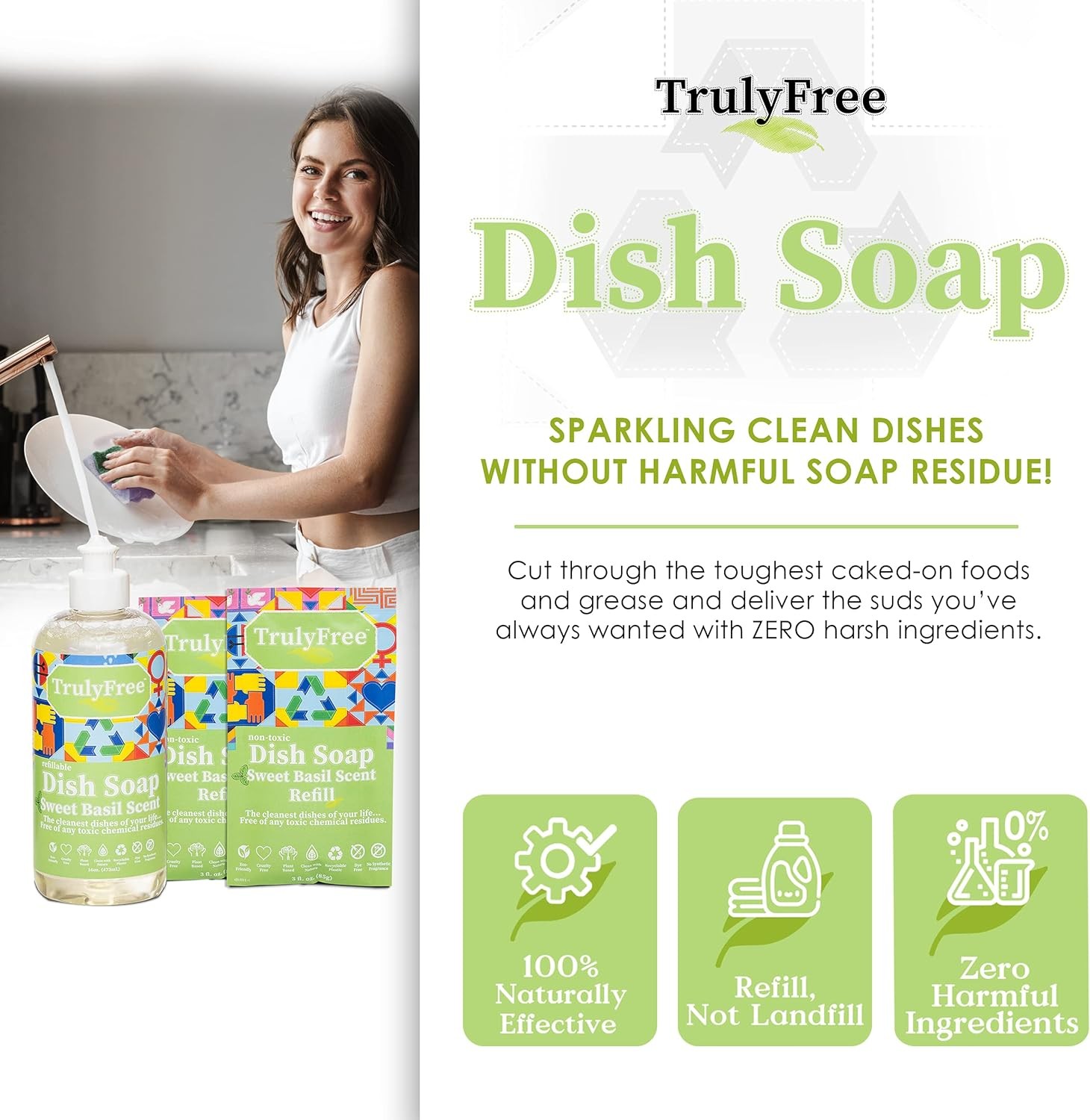 Truly Free Sweet Basil Dish Soap Starter Kit