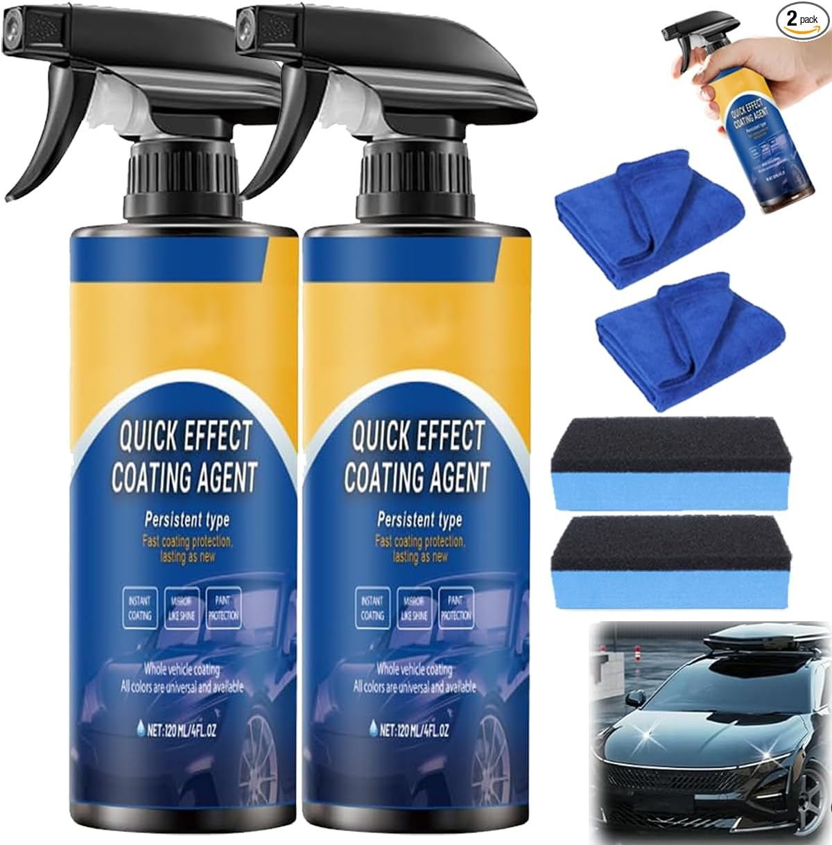 2PCS Car Coating Spray, Quick Effect Coating Agent, Quick-Advanced Coating Agent