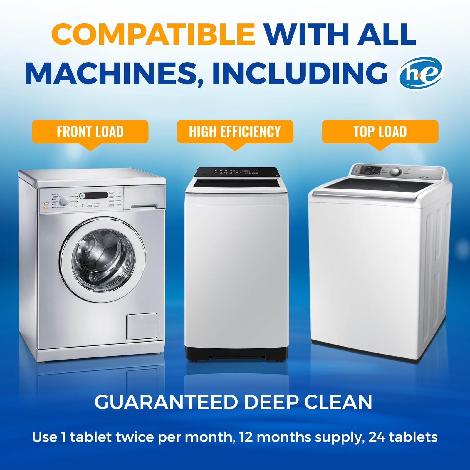Washing Machine Cleaner Tablets 24 pack Powerful Descaler -Deep Cleaning for