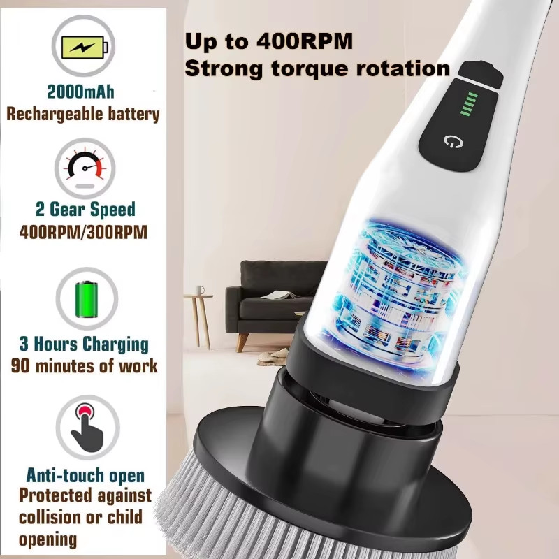 CORDLESS CLEANING Spin Scrubber Reaches Grime Fast for Bathroom Kitchen Mop