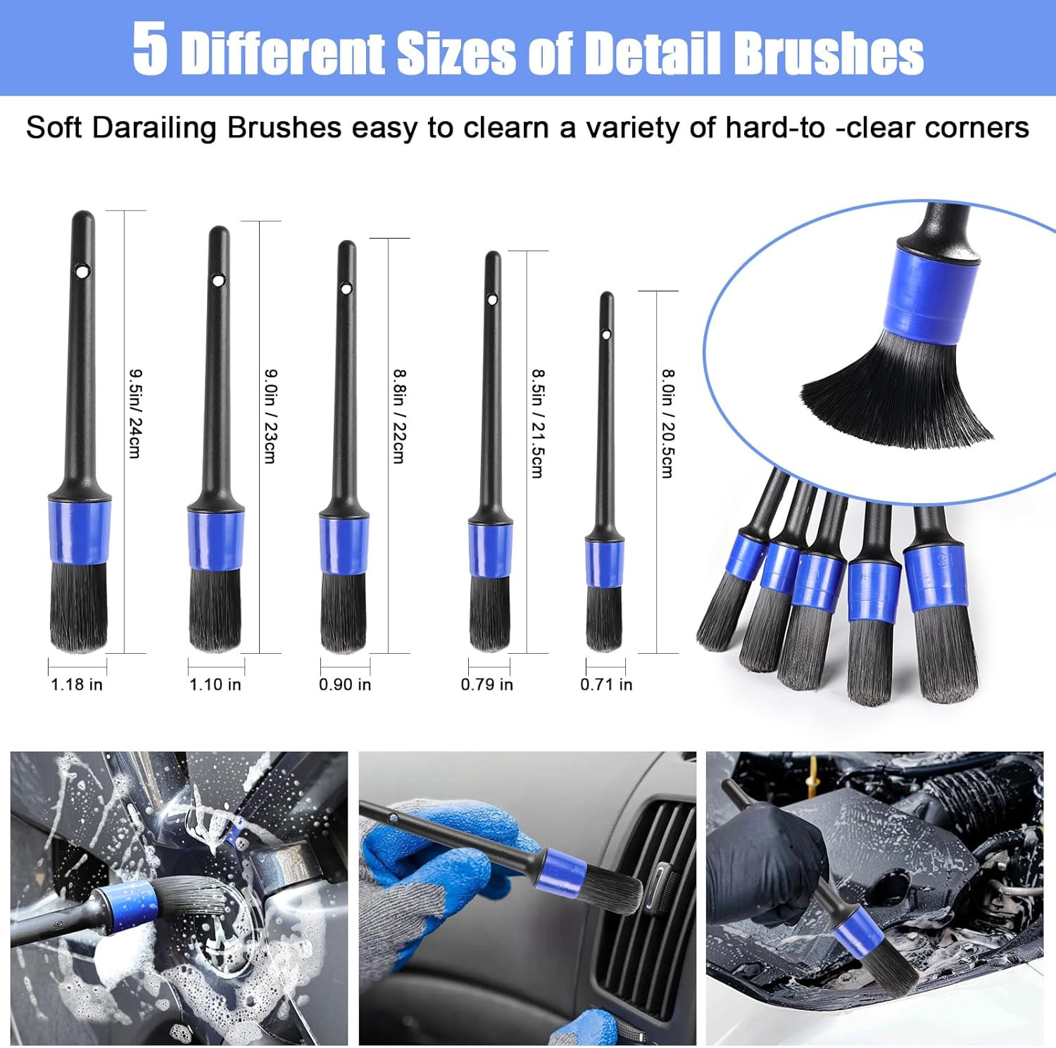 62″ Microfiber Car Wash Brush with Long Handle, Car Washing Blue Set Mitt, Spong