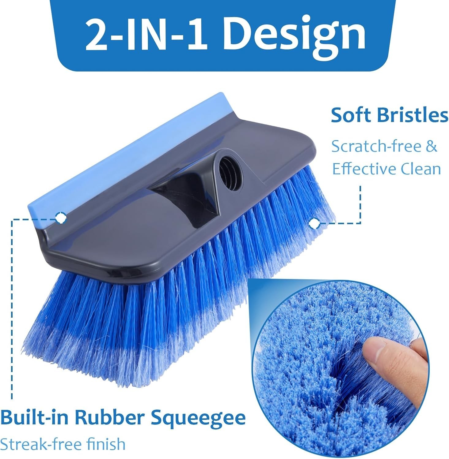 60″ Car Wash Brush with Long Handle, Soft Bristle Washing Standardd, Blue