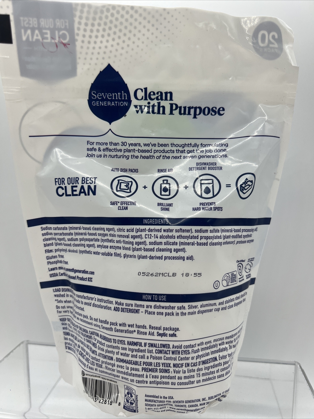 Seventh Generation Free & Clear Scent Pod Dishwasher Detergent 20ct COMBINESHIP
