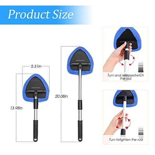 Windshield Cleaning Tool, Car Window Cleaner with Extendable Long Handle and