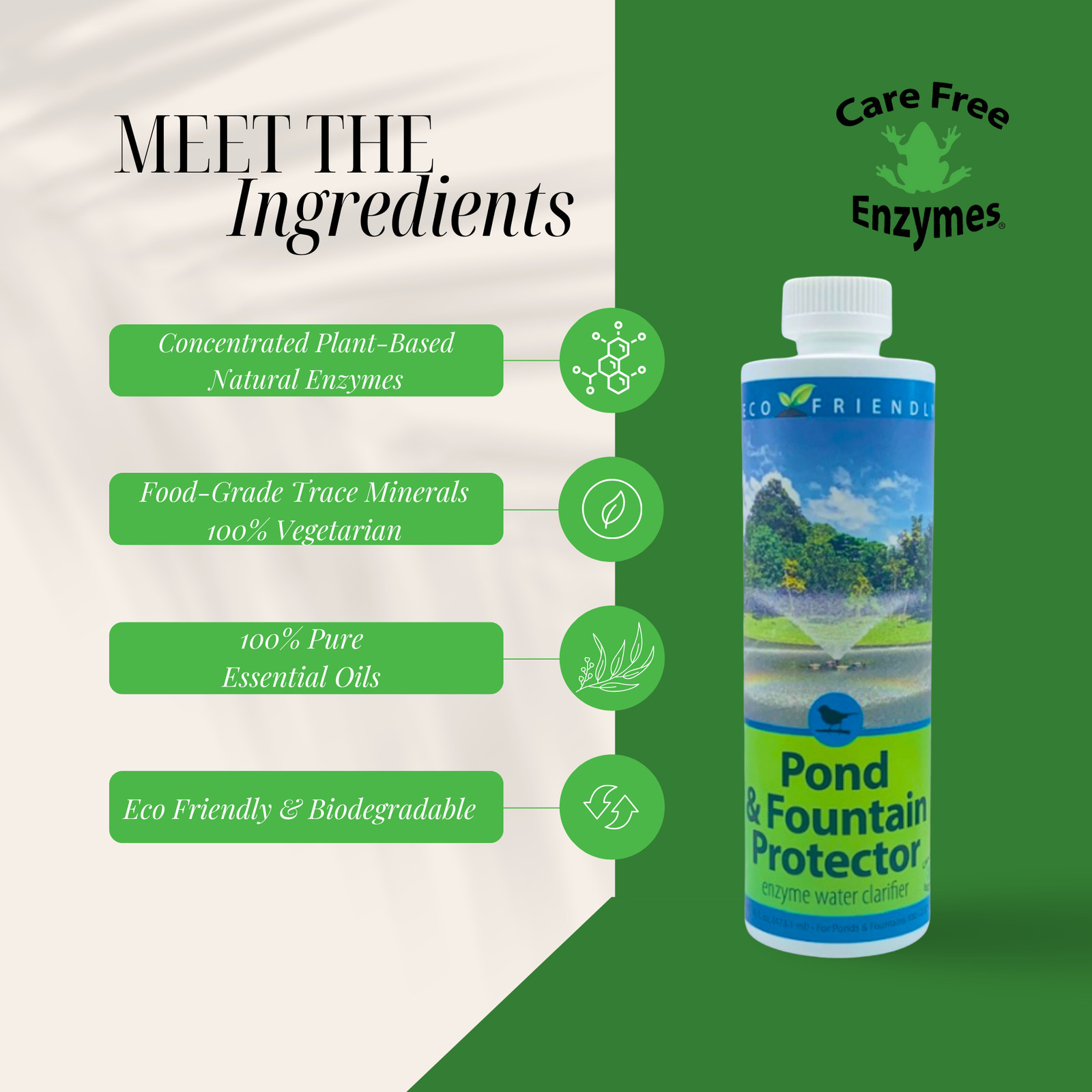 Natural Pond & Fountain Water Treatment | Keeps Water Clear & Clean | 16 oz