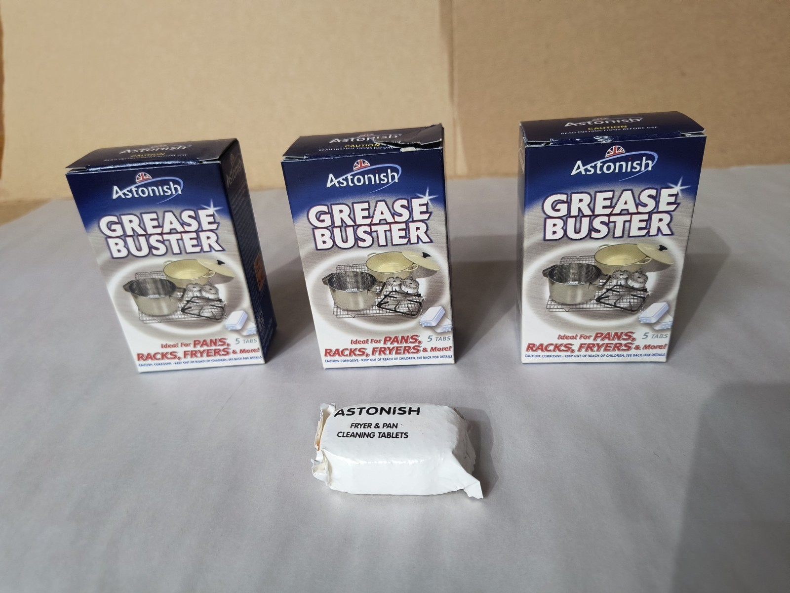 ASTONISH Grease Buster Lot of 16 Tablets (3 Full Boxes) – Pans Racks Fryers NEW