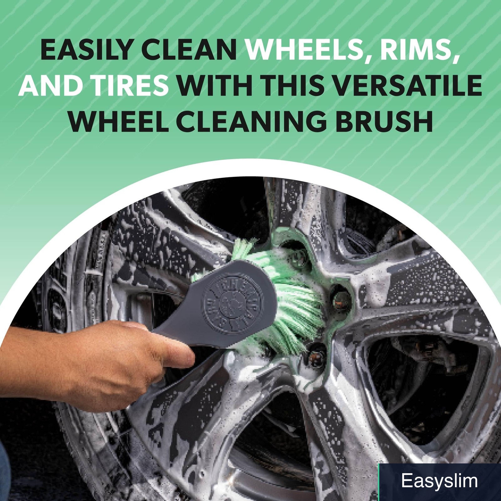 Wheel and Tire Brush Soft Bristles Gray Ergonomic Non-Slip Handle