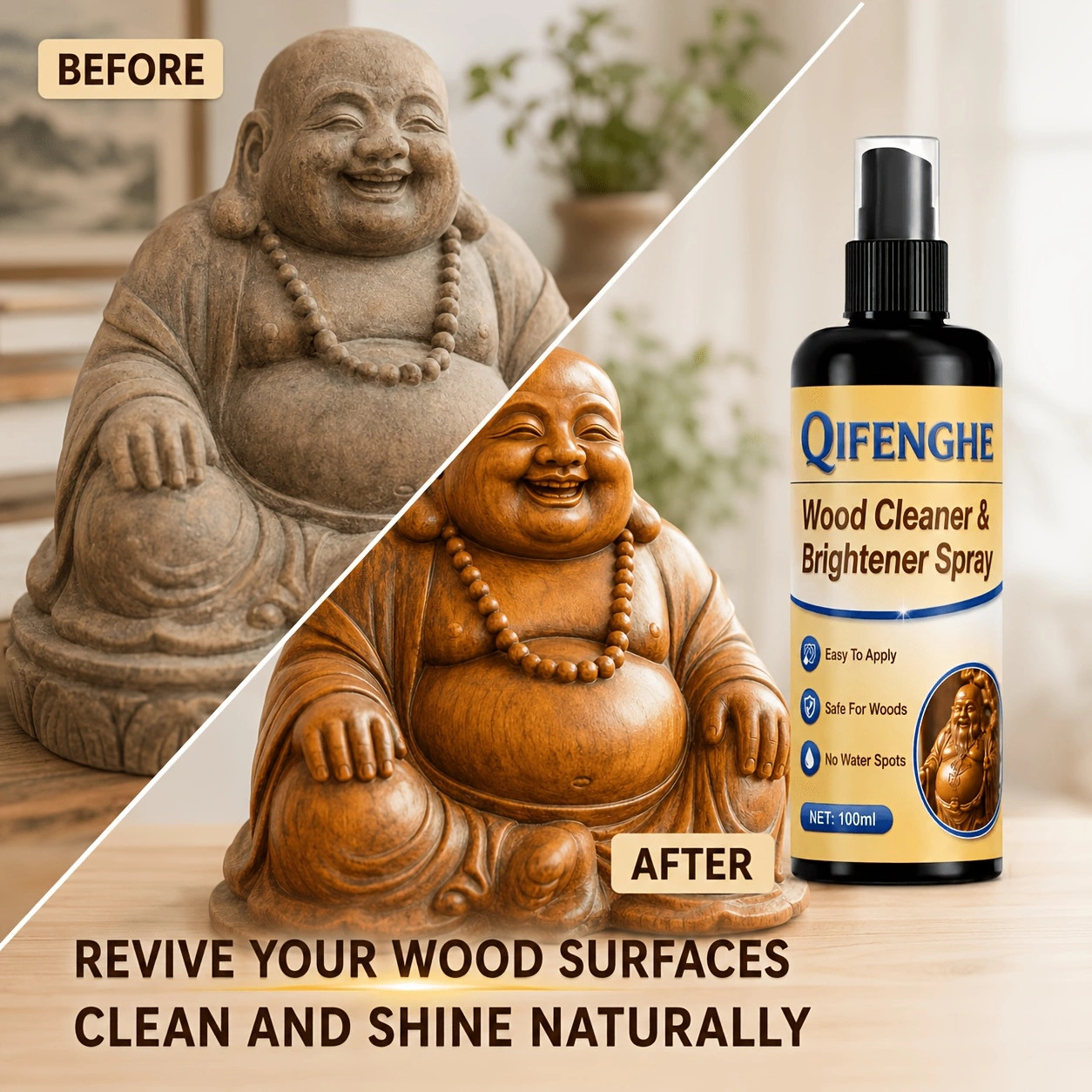 Wood Cleaner & Brightener Spray 100ml, Furniture Polishing Refinishing