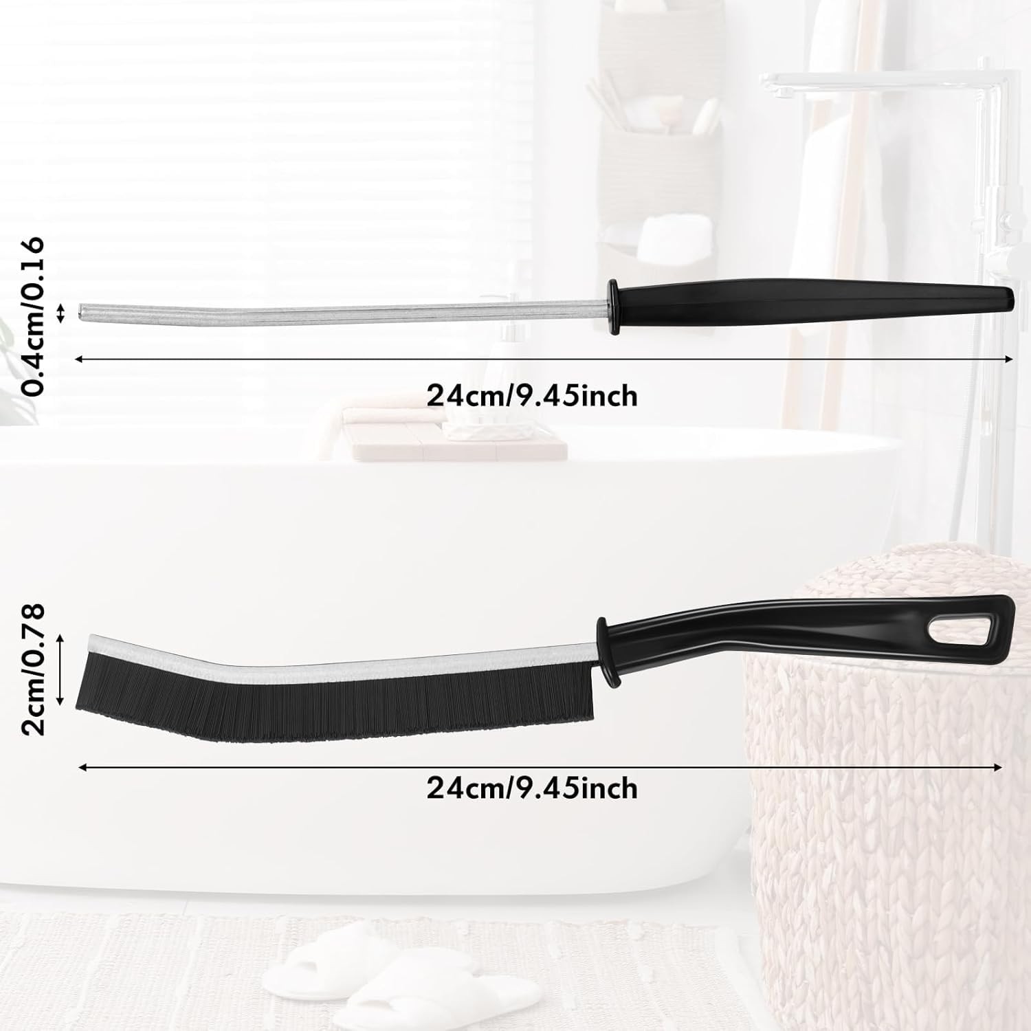 Hard Bristle Crevice Cleaning Brush for Window Tracks, Bathroom Corners