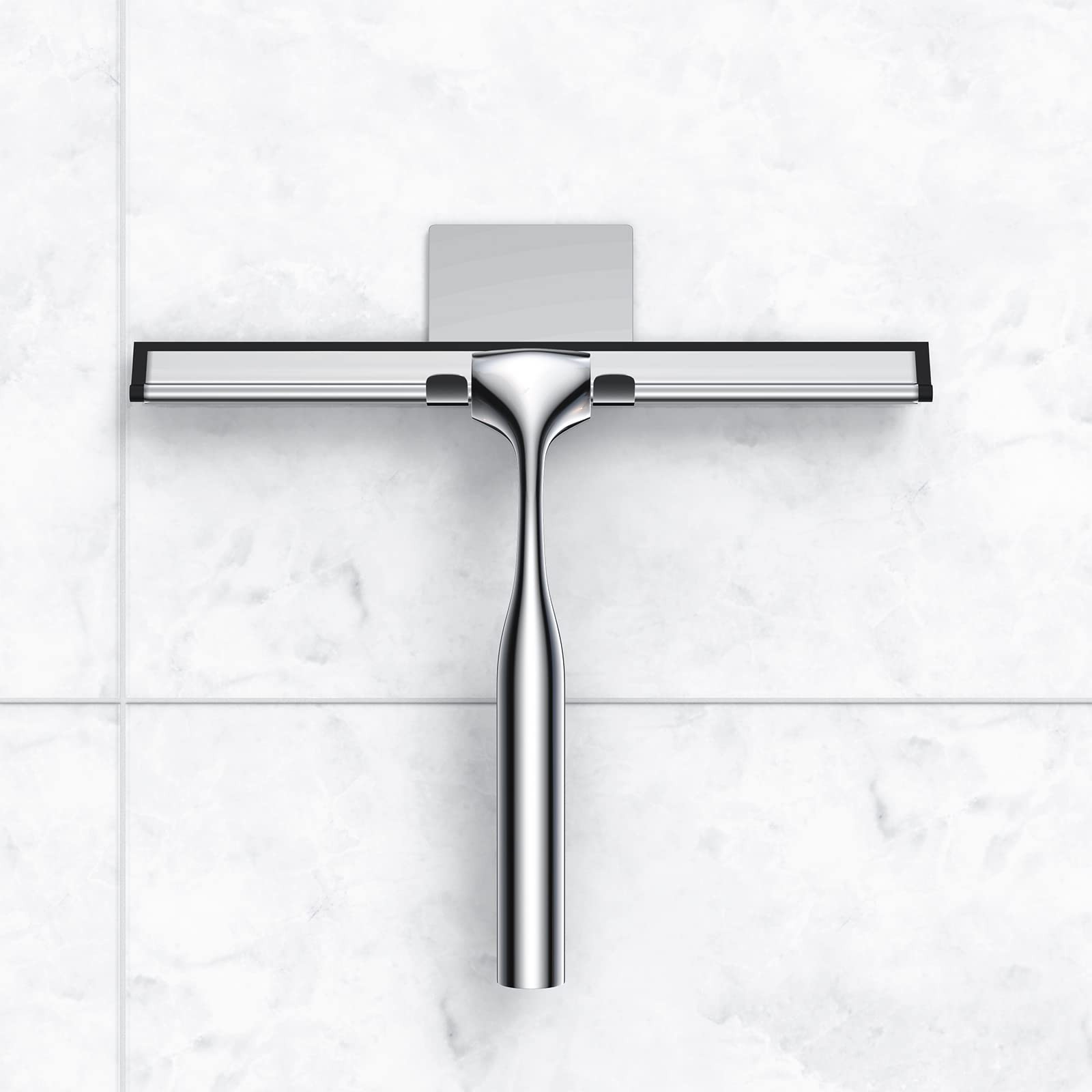 10-Inch Stainless Steel Shower Squeegee with Replacement Blade & Hooks Holder