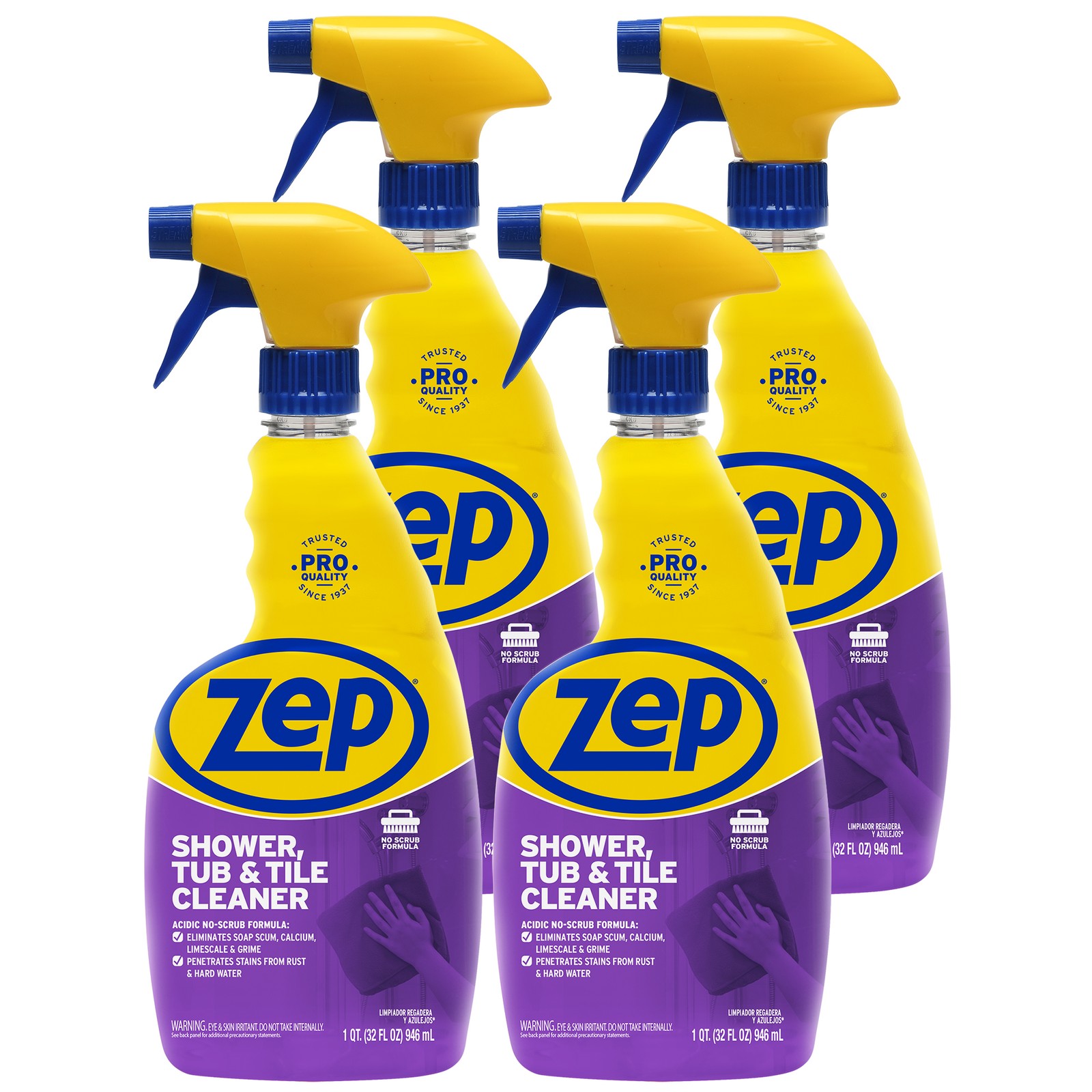Zep Shower Tub and Tile Cleaner 32 oz ZUSTT32 (Case of 4) – No Scrub Pro Formula