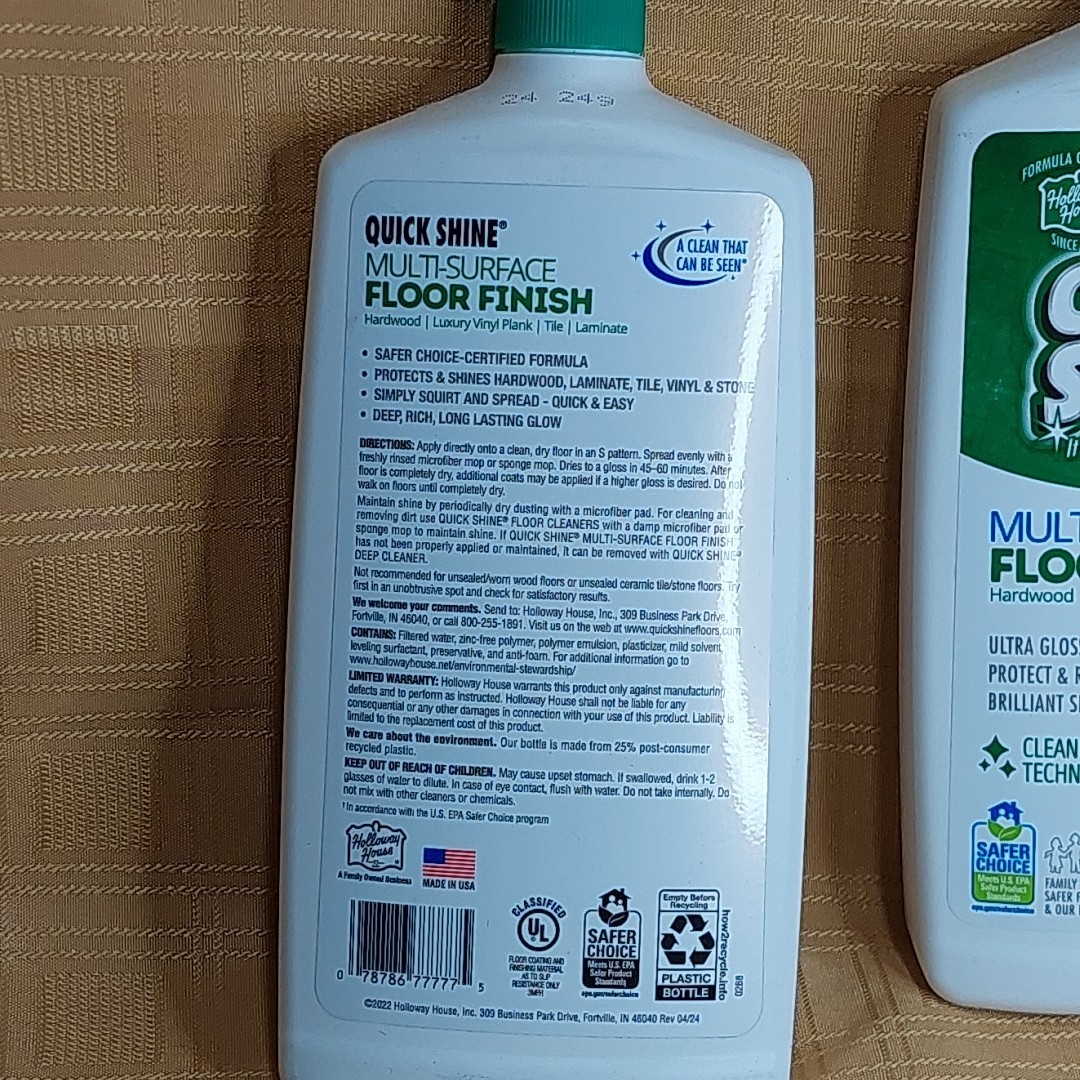 Quick Shine Multi Surface Floor Finish 27oz squirt bottle (QTY 2 Pack)