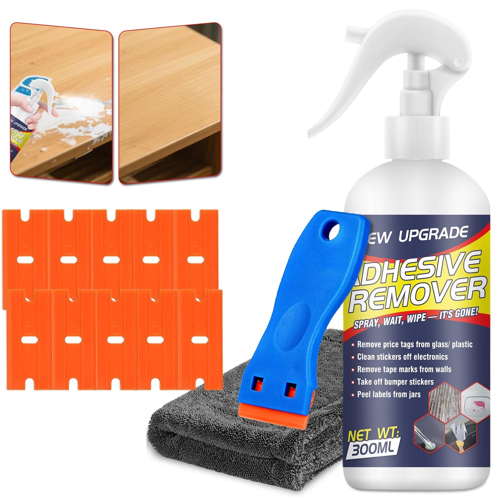 Adhesive Remover Spray 10.14oz – Sticker, Label, Tape Residue & Glue Cleaner – W