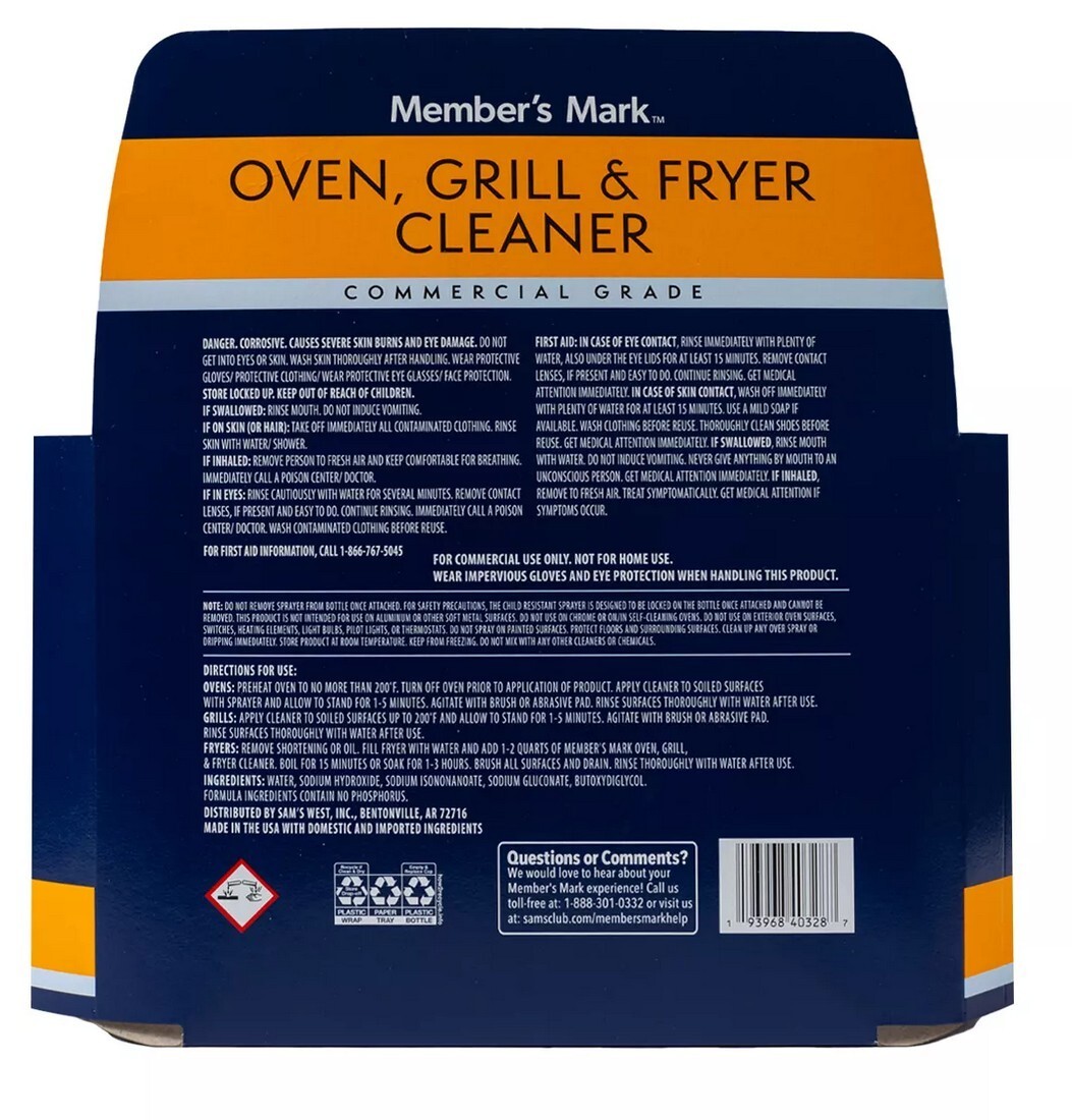 3 PACK – Member’s Mark Commercial Oven, Grill and Fryer Cleaner 32 oz EACH