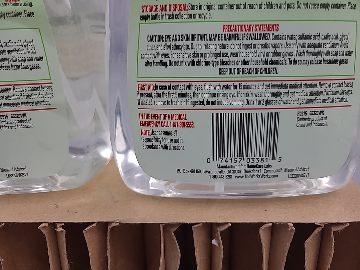2x The Works TUB SHOWER Cleaner SPRAY 32 oz Ea Soap Scum Rust Non Aerosol NEW
