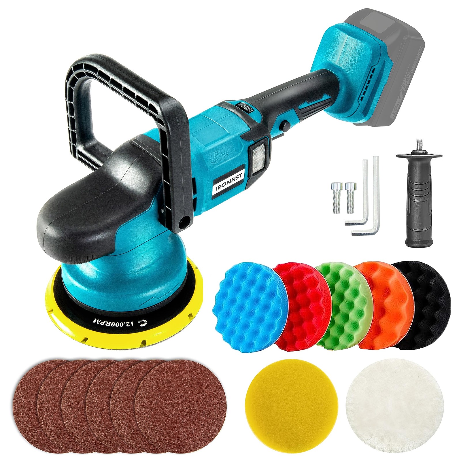 Cordless Car Polisher, 6 in Brushless Buffer Orbital Portable Polishing Waxer