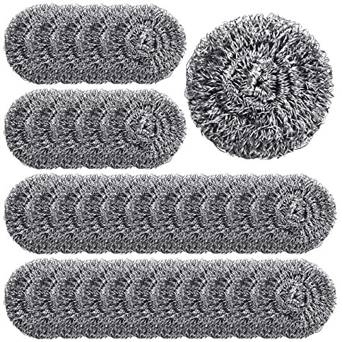 100 Pcs Heavy Duty Stainless Steel Scrubber – Metal Sponge Wire Scouring Pads fo