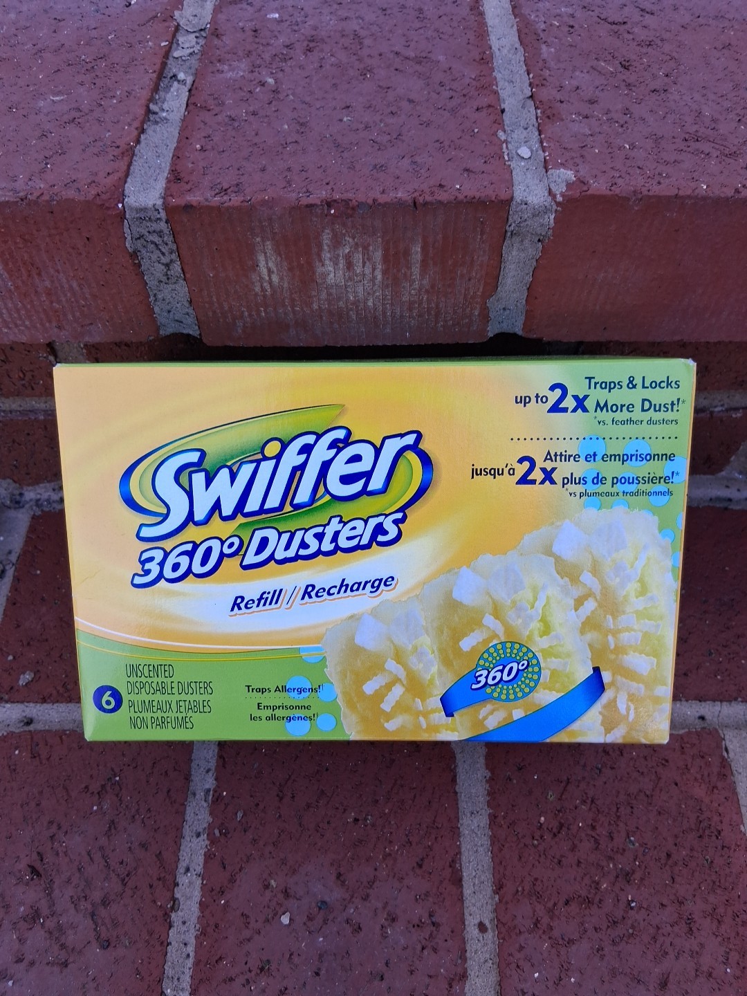 6 Refills Swiffer 360 Dusters 2-Sided Trap + Lock Yellow/White New Strips NOS