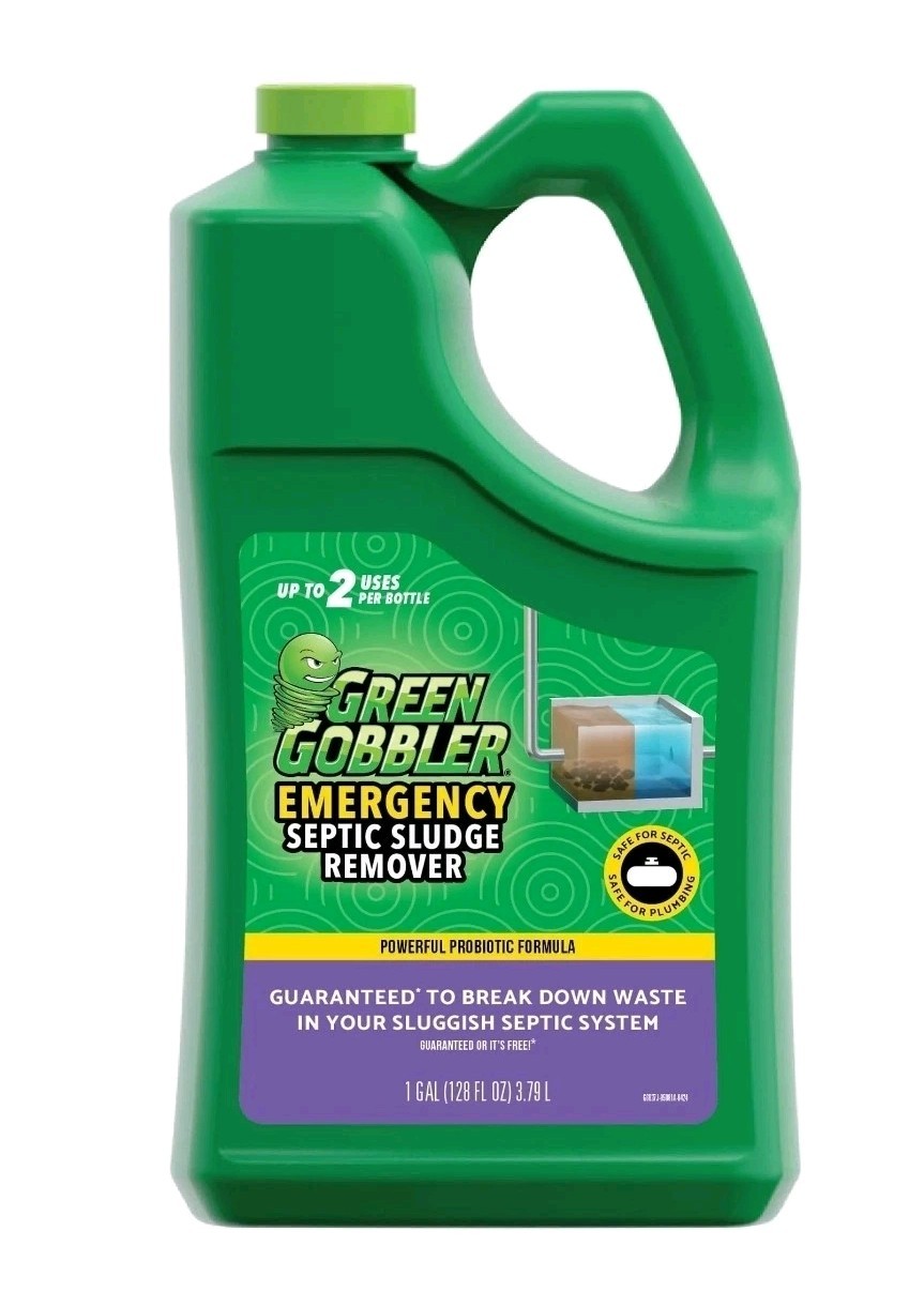 Green Gobbler Septic Sludge Remover 1 Gal Emergency Drain Cleaner Powerful Formu