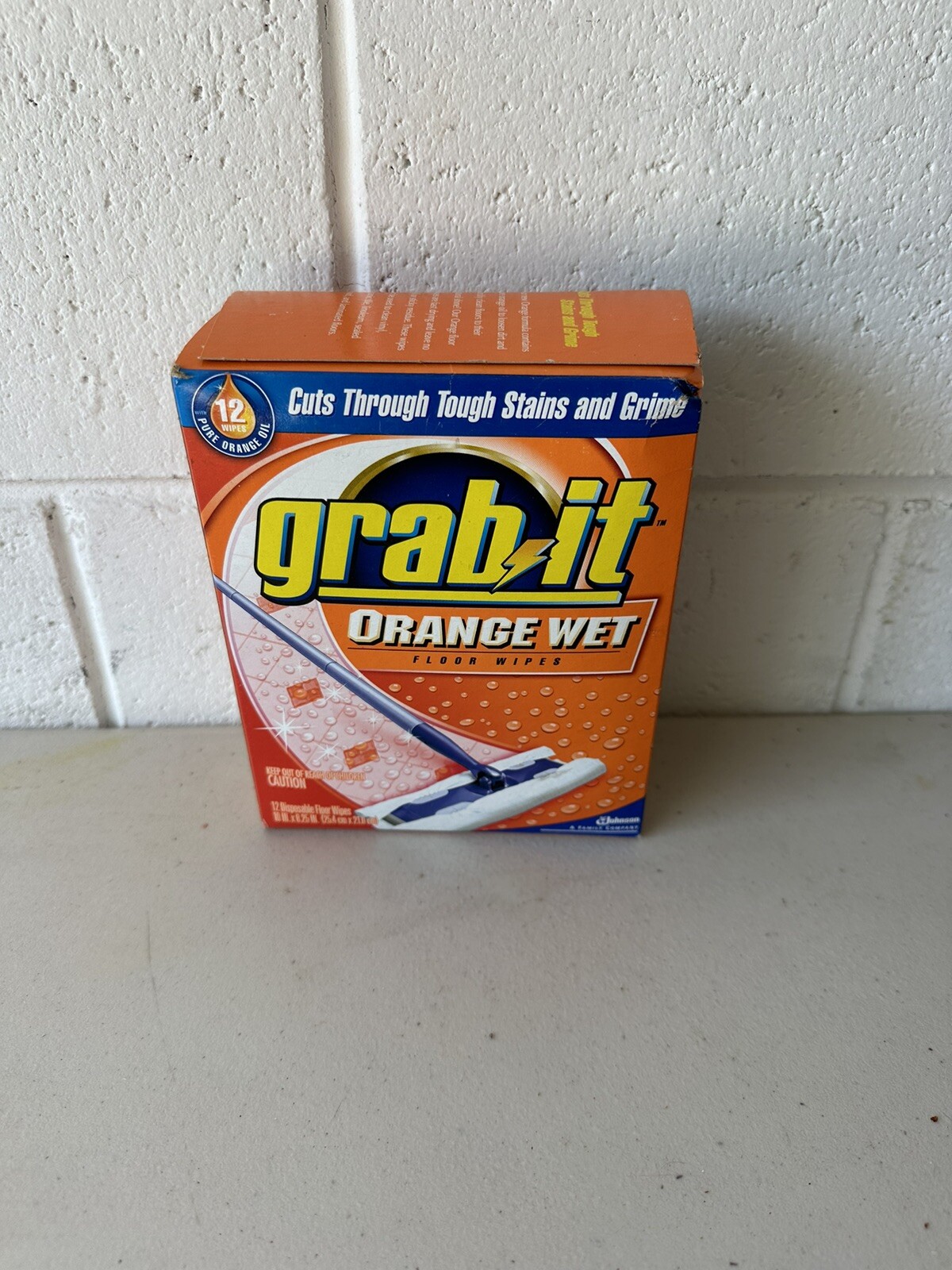 SC Johnson Grab-It Orange Wet 12 Disposable Floor Wipes NEW SEALED HTF