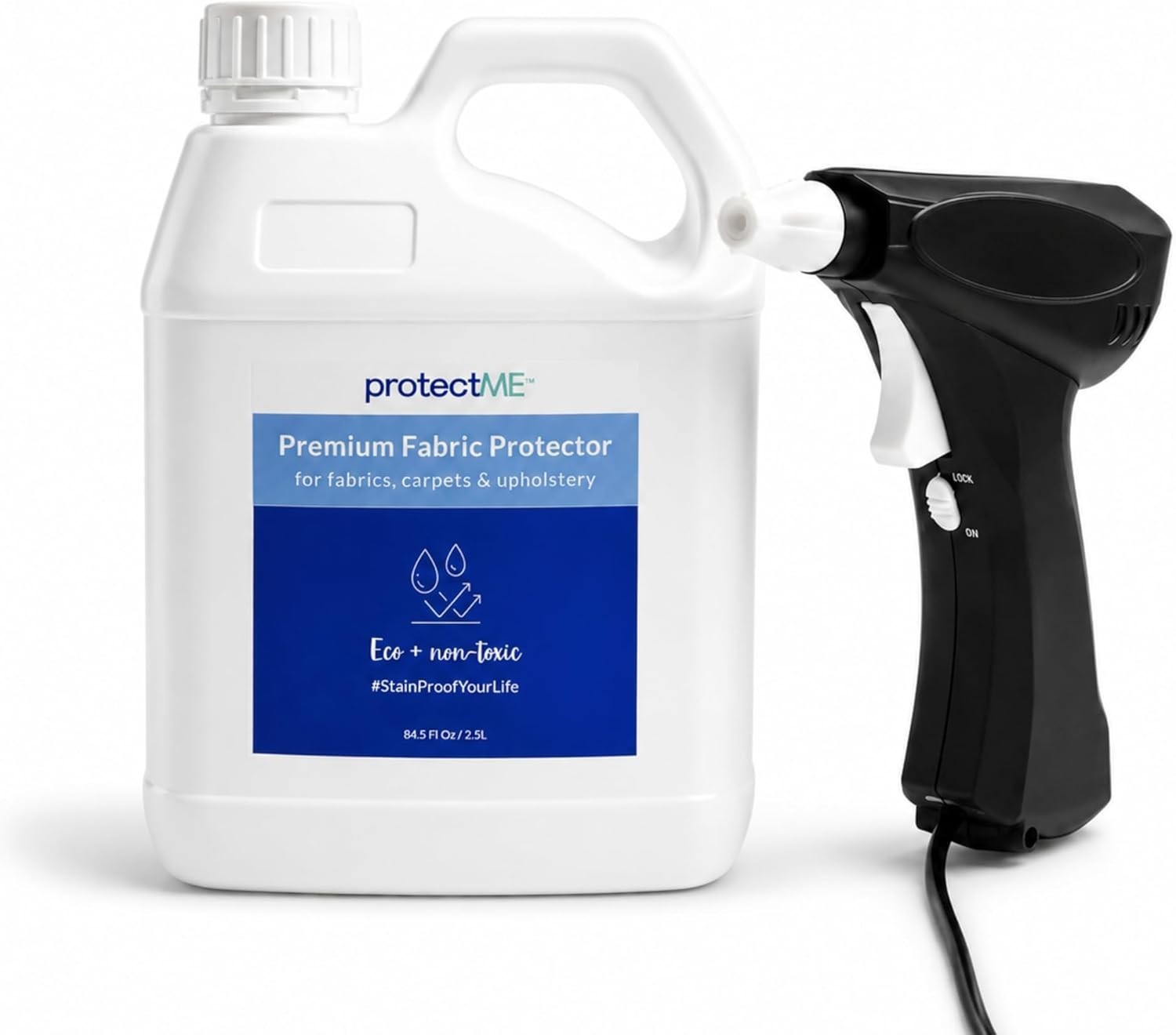 Non-Toxic Fabric Protector 84.5oz + Sprayer, Repels Liquids, Easy Application