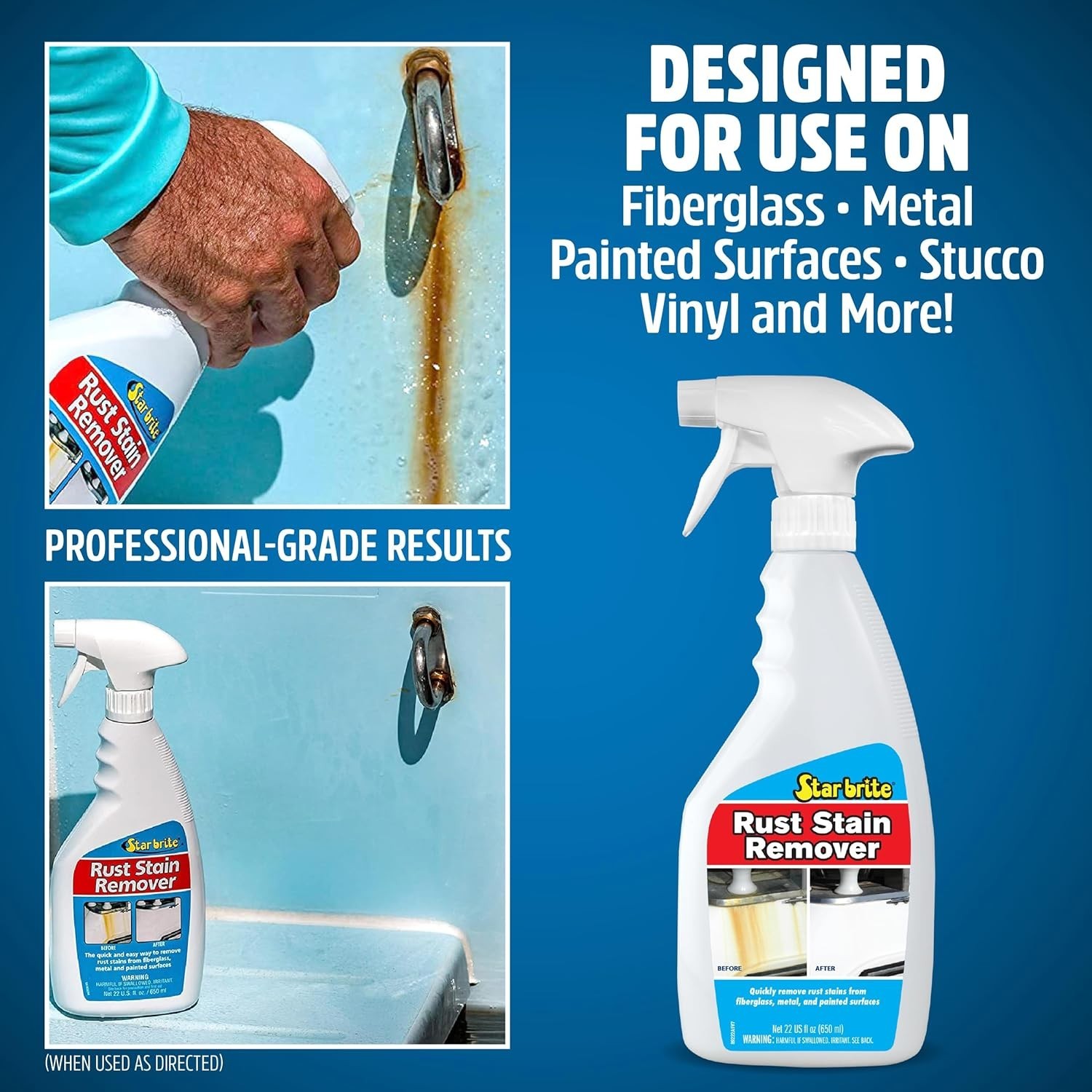Rust Stain Remover Spray – Instantly Dissolve Corrosion Stains on Fiberglass,…