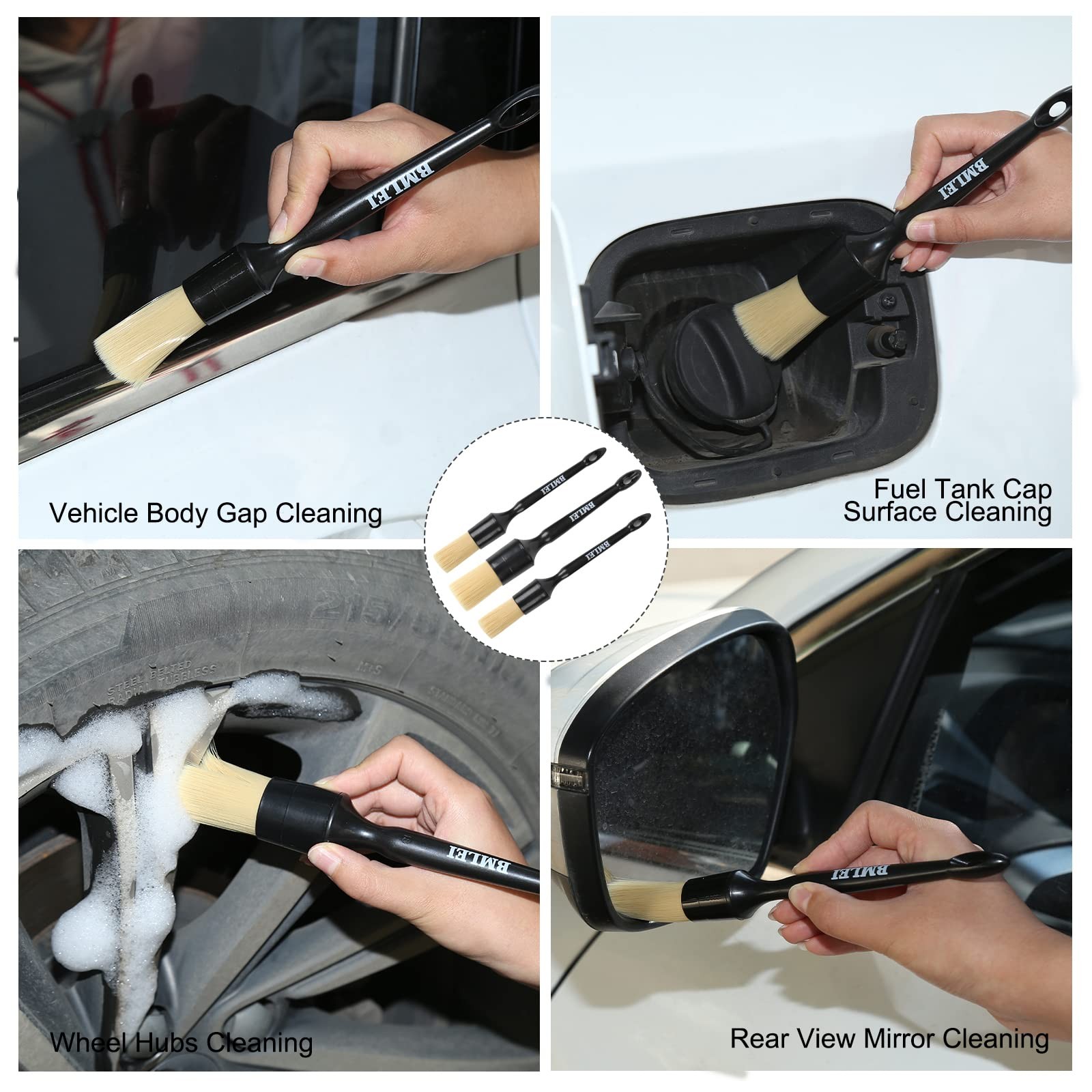5pcs Car Detailing Brushes Set, Boars Hair Auto Car Detail Brush Kit No Scrat…