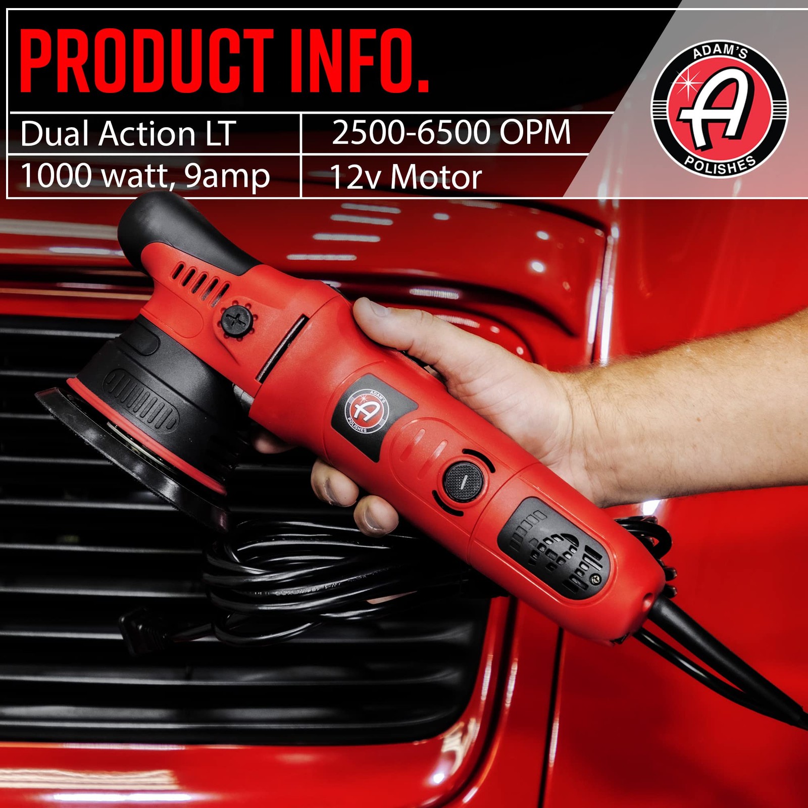 Adams 9mm Dual Action Car Polisher Buffer Car Scratch Remover For Car Detailing