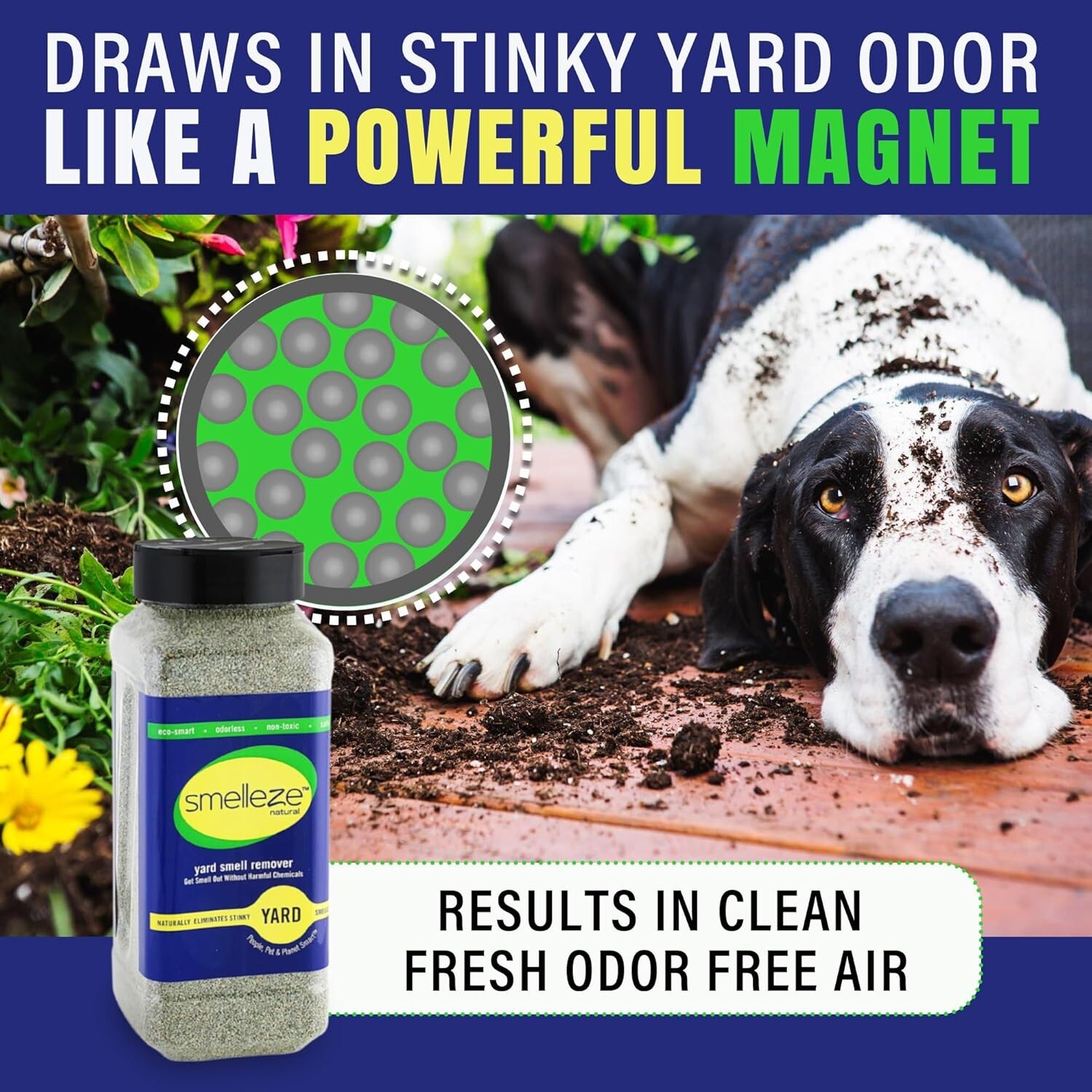 SMELLEZE Eco Yard & Concrete Smell Removal Deodorizer: 50 lb. Granules Rid Odor