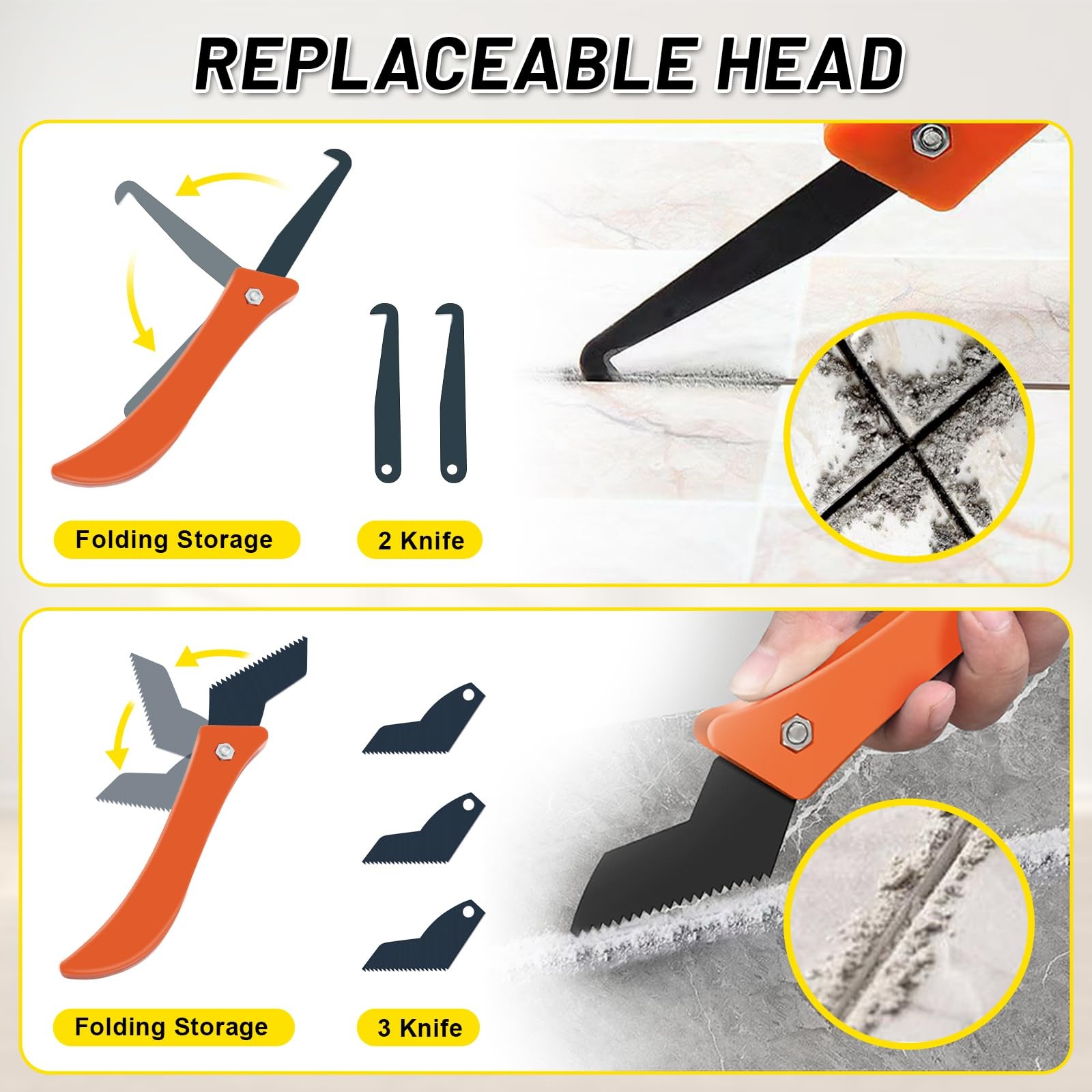 37 Pack Grout Removal Tool Kit, 3 Tile Grout Saws with 20 Extra Cleaning Blad…