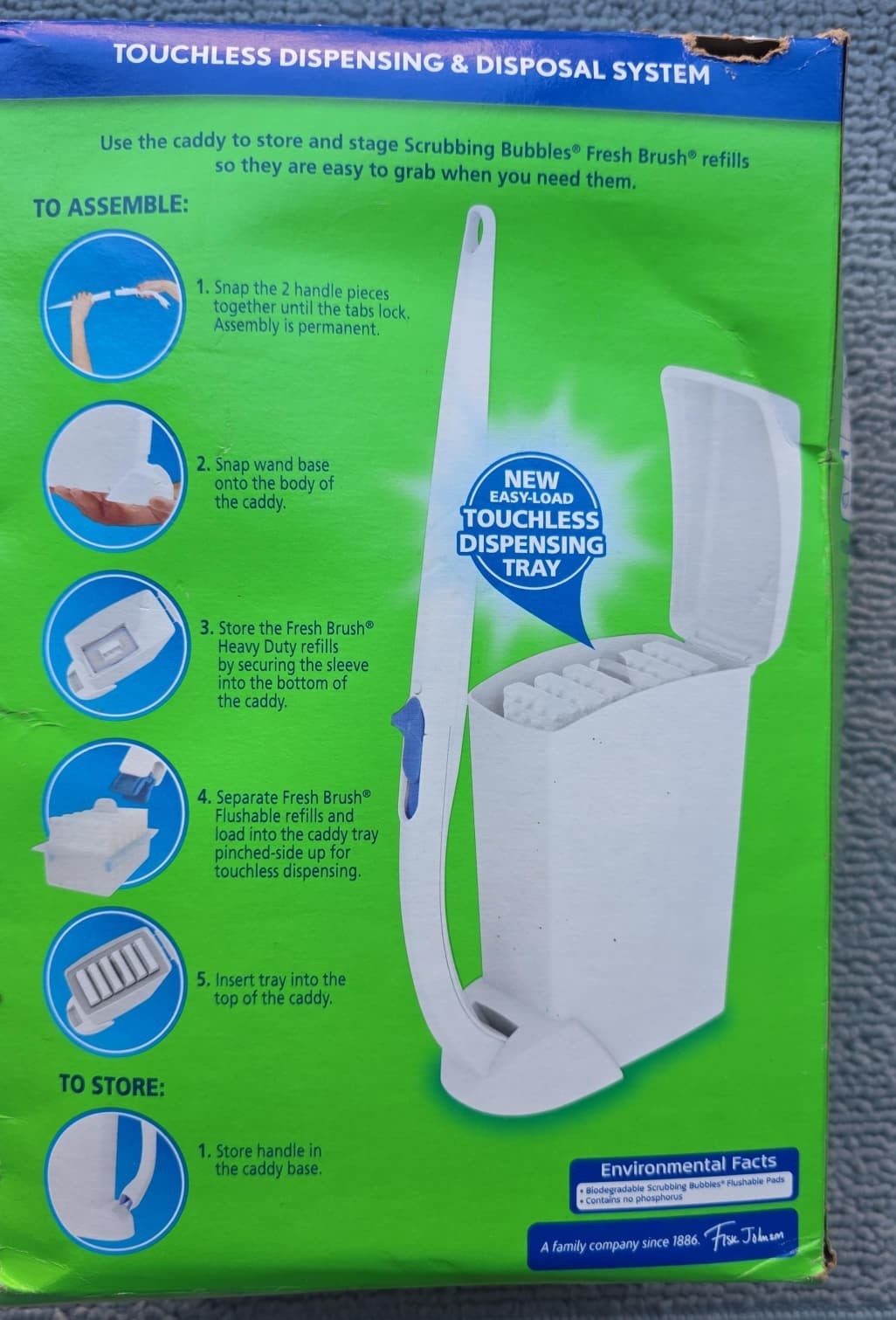 Scrubbing Bubbles Fresh Brush Starter Kit Caddy 2 Types Cleaning Pad hole in Box