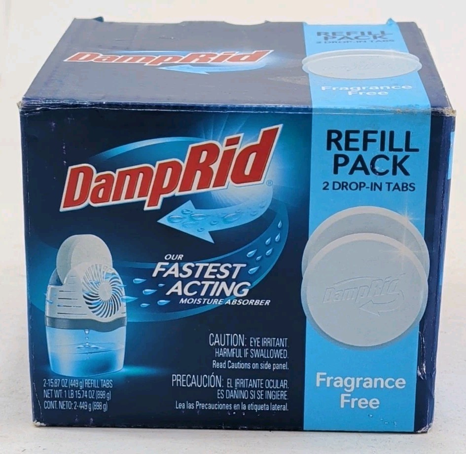 DampRid Fragrance Free Drop-In Moisture Absorbing Tab Refill, 2 pack (FG97FF)